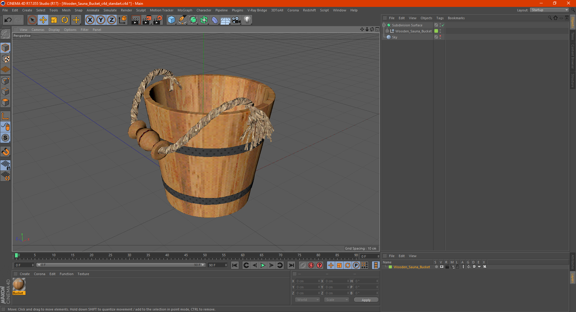 Wooden Sauna Bucket 3D model