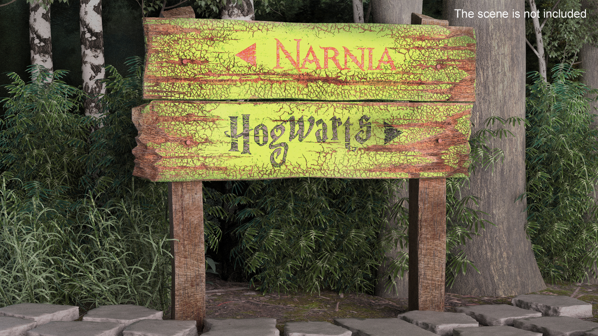 Aged Rustic Wooden Signpost 3D