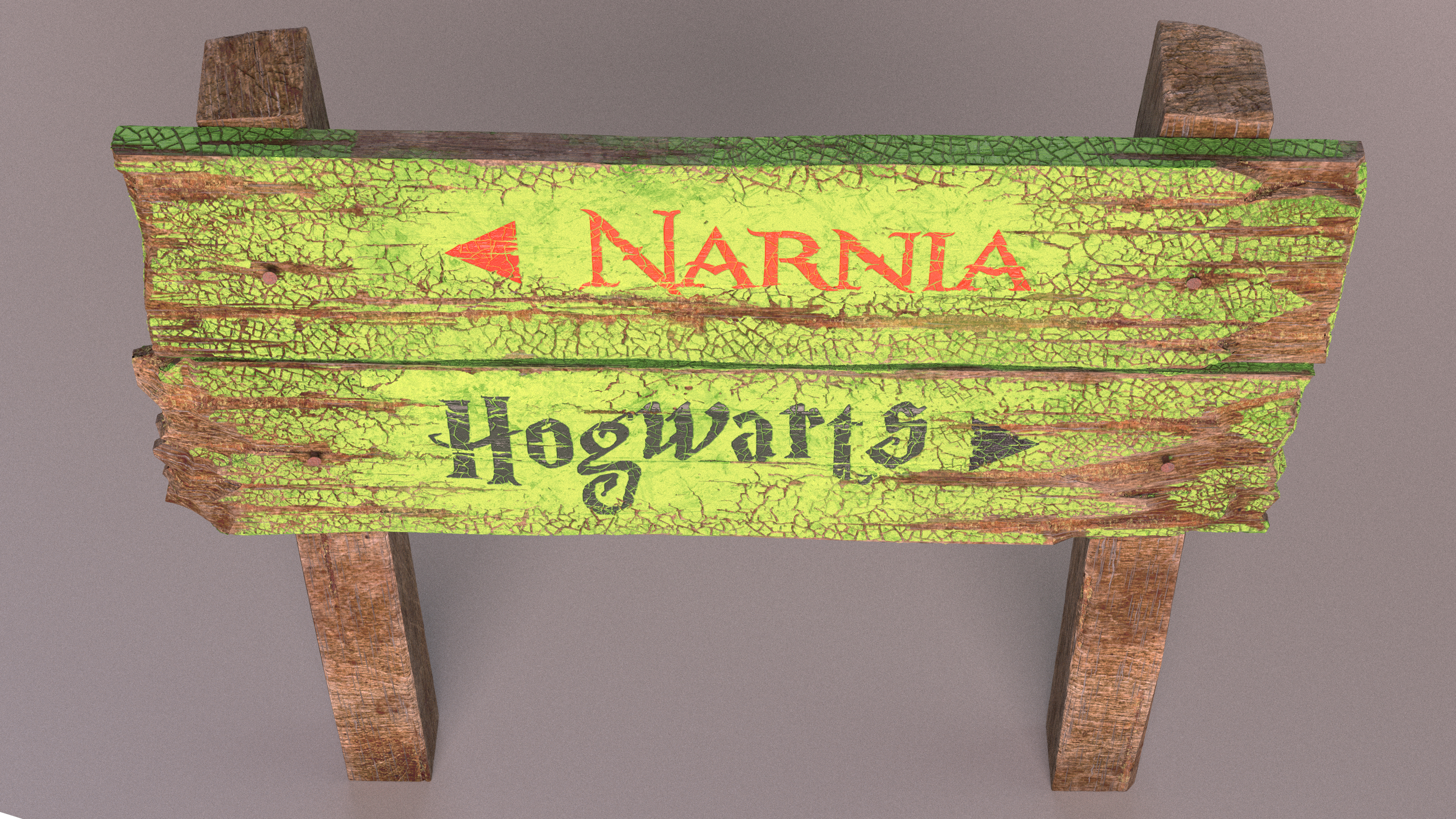 Aged Rustic Wooden Signpost 3D