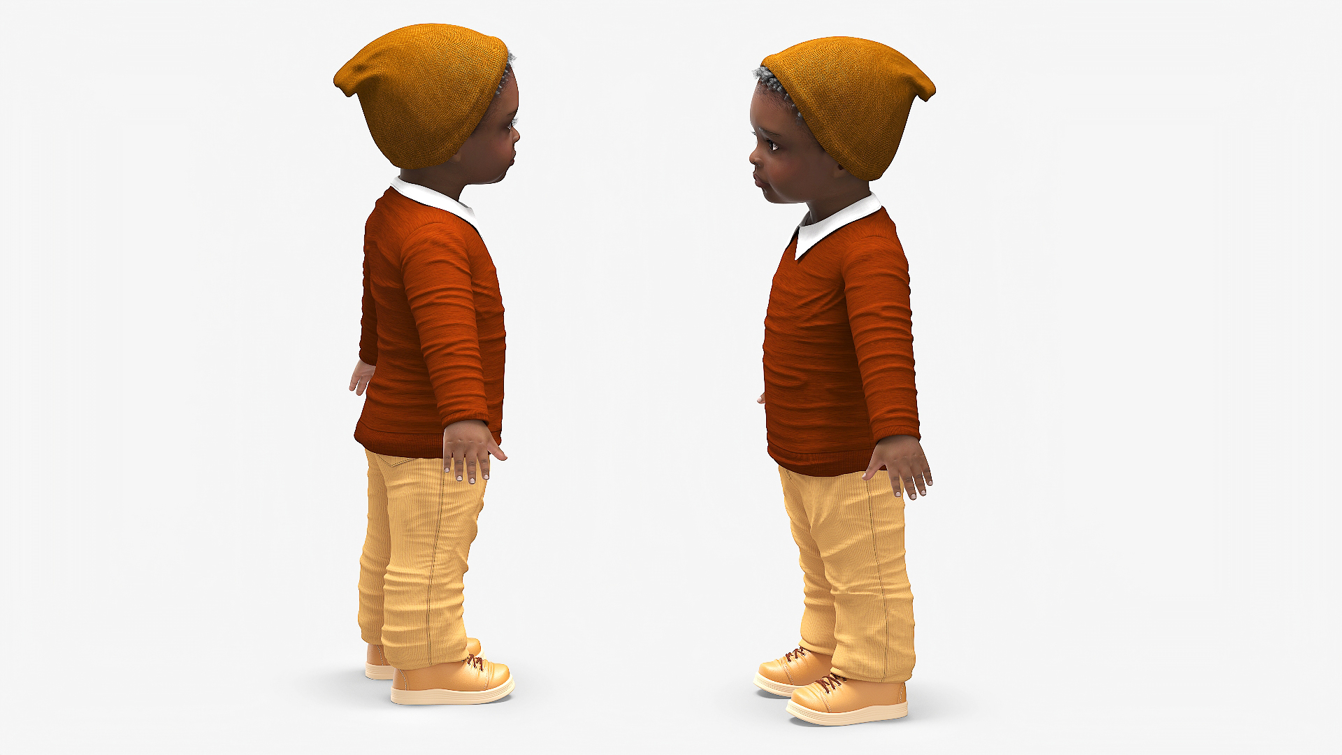 Little Black Boy Light Skin Autumn Clothes Rigged 3D model