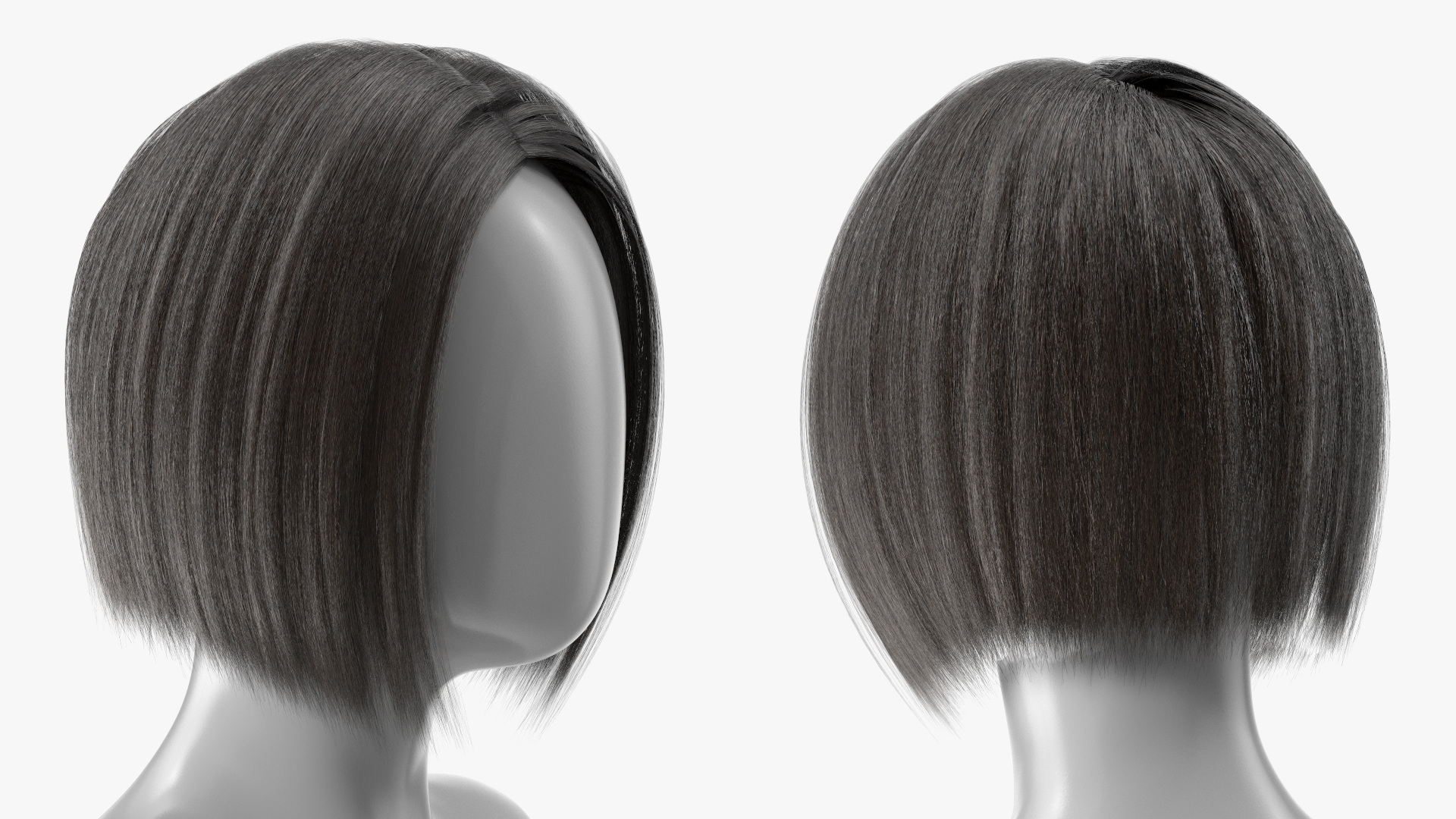 Female Bob Hairstyle Wig Dark 3D model