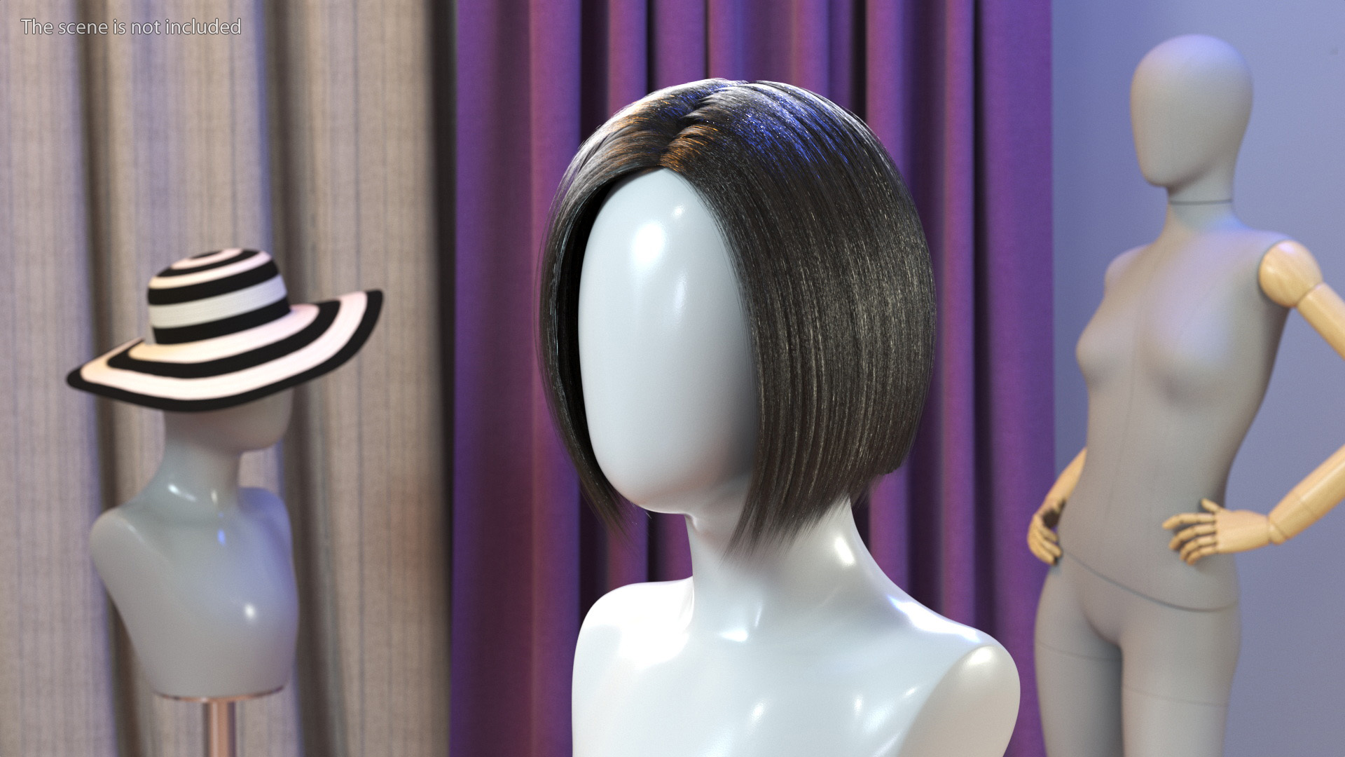 Female Bob Hairstyle Wig Dark 3D model