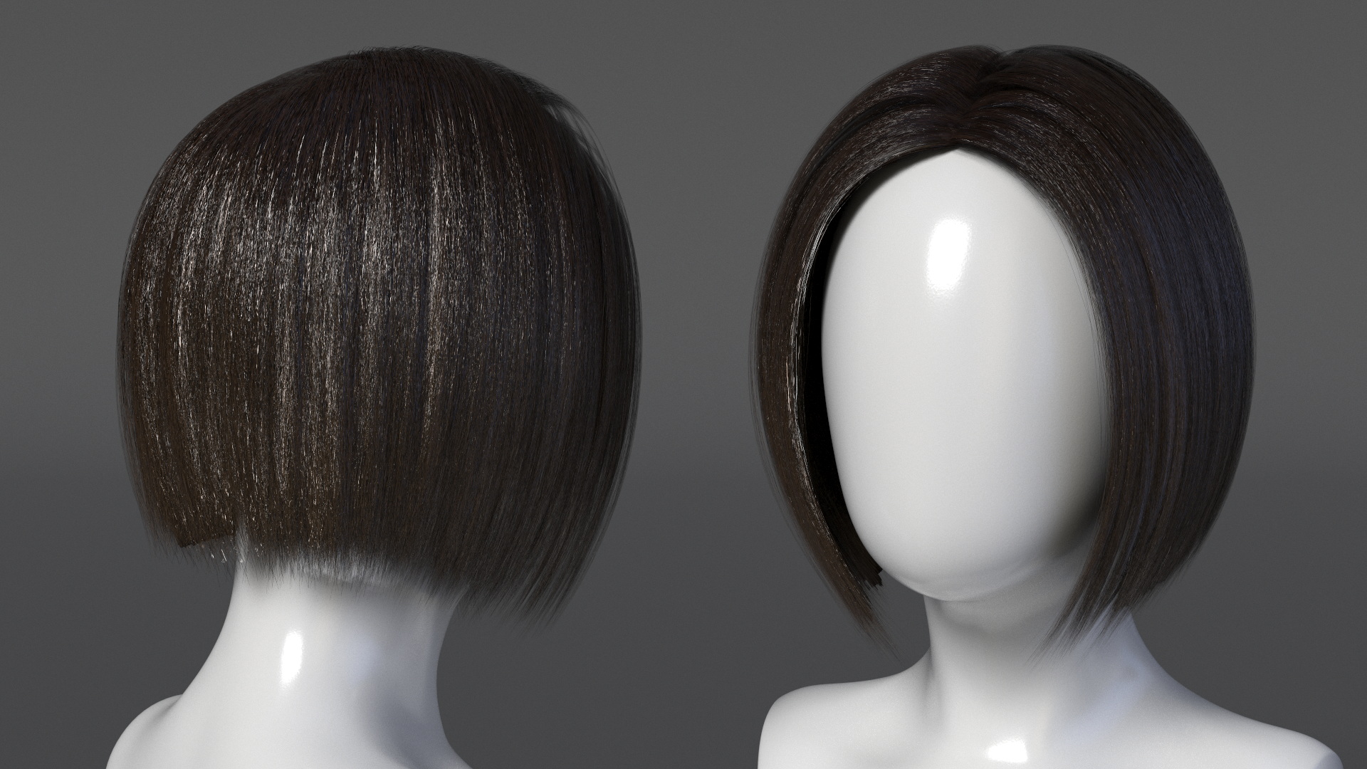 Female Bob Hairstyle Wig Dark 3D model