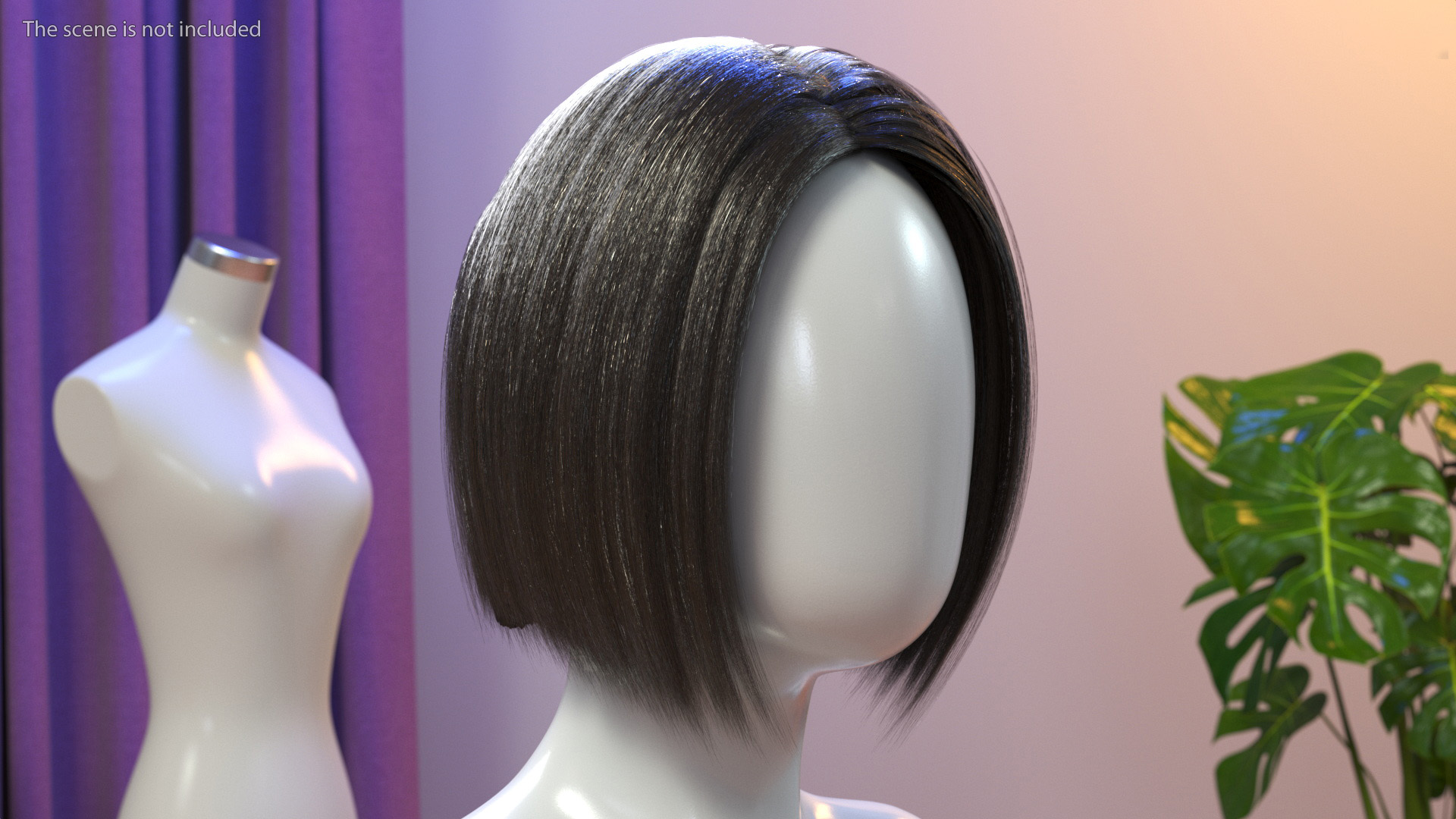 Female Bob Hairstyle Wig Dark 3D model