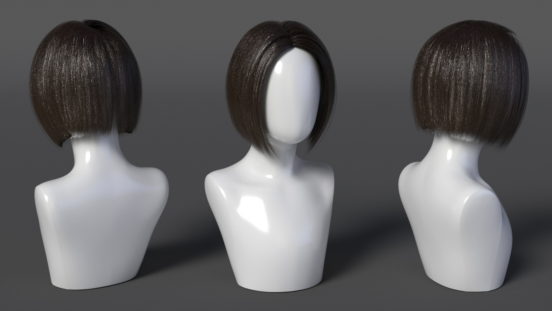 Female Bob Hairstyle Wig Dark 3D model