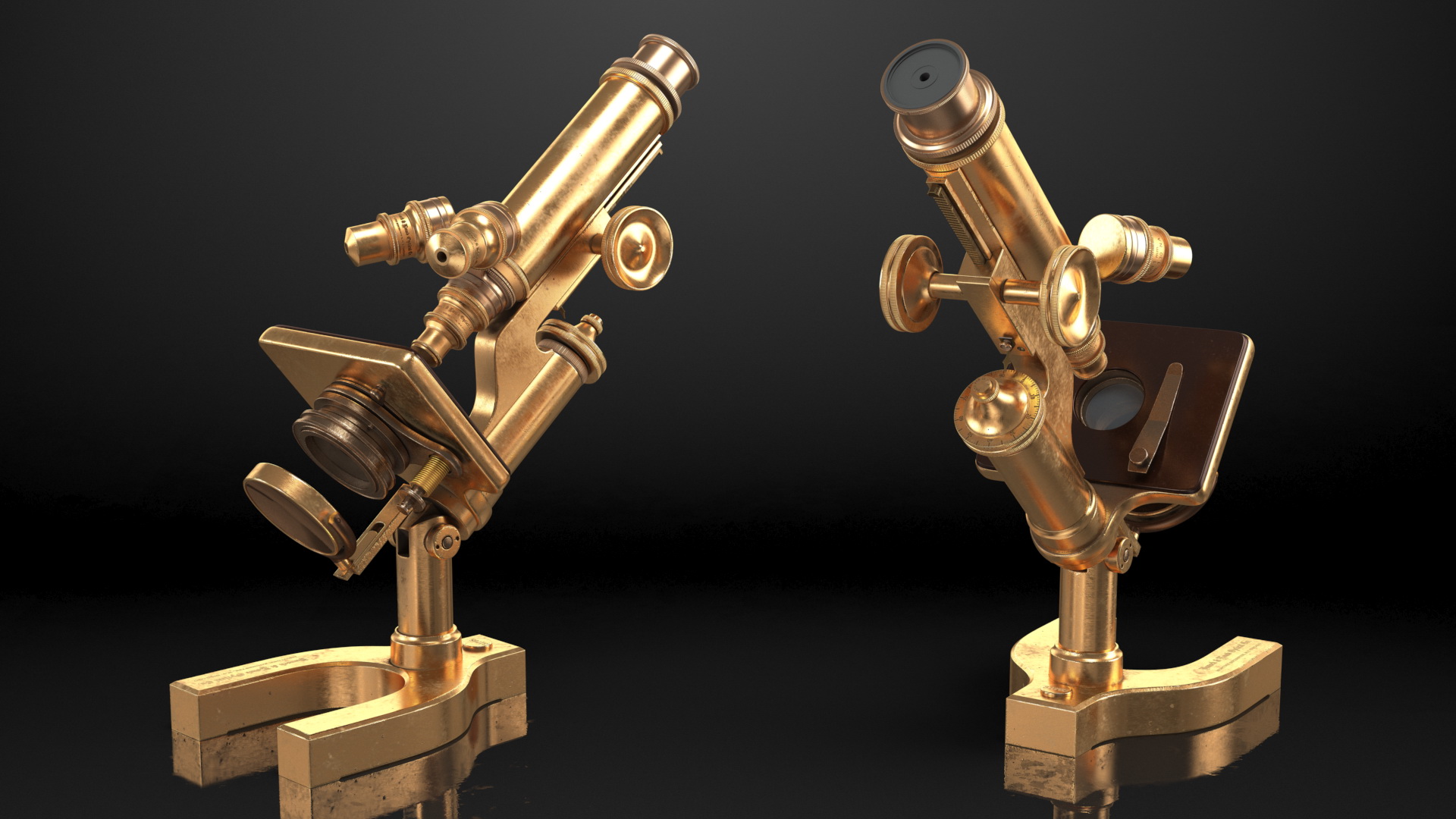 3D model Antique Microscope Bronze