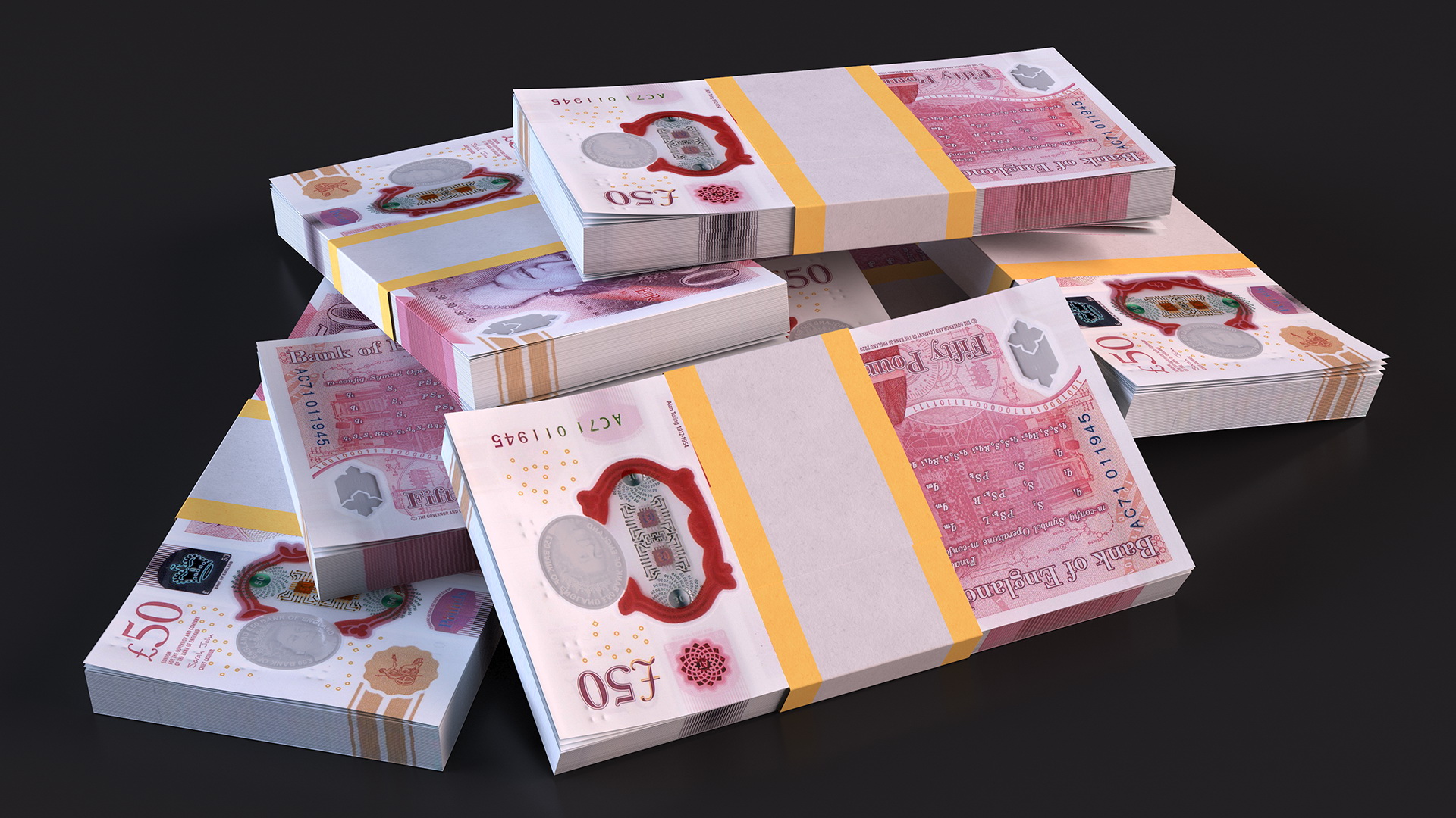 Cash Pile 50 Pounds 3D model