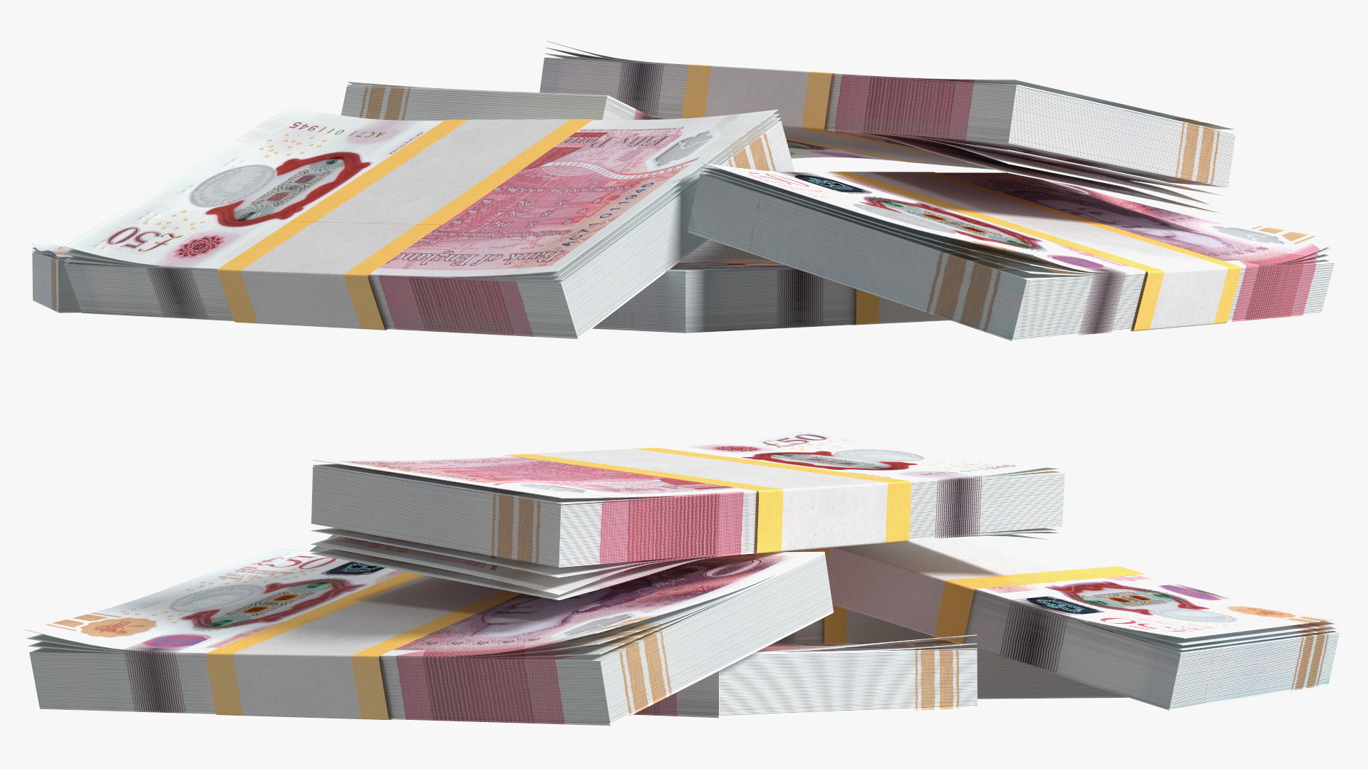 Cash Pile 50 Pounds 3D model