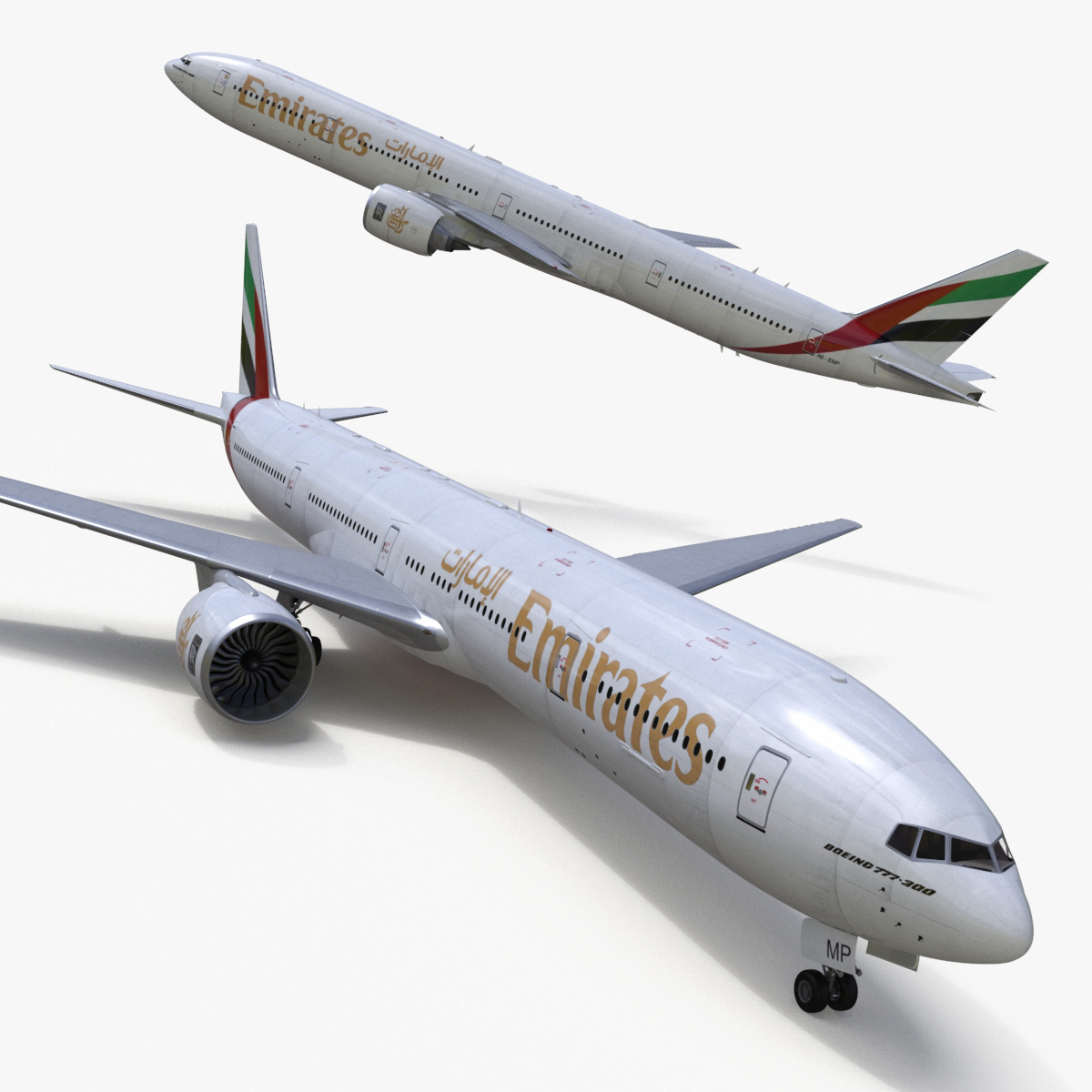 3D model Boeing 777 Emirates Airlines Rigged