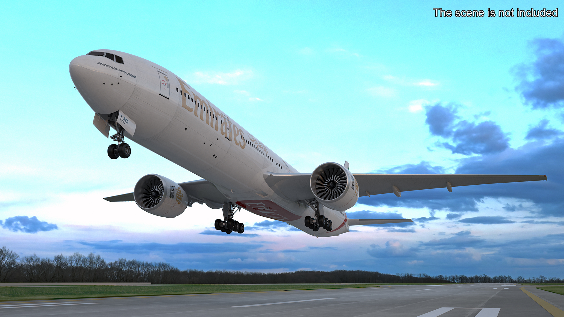 3D model Boeing 777 Emirates Airlines Rigged