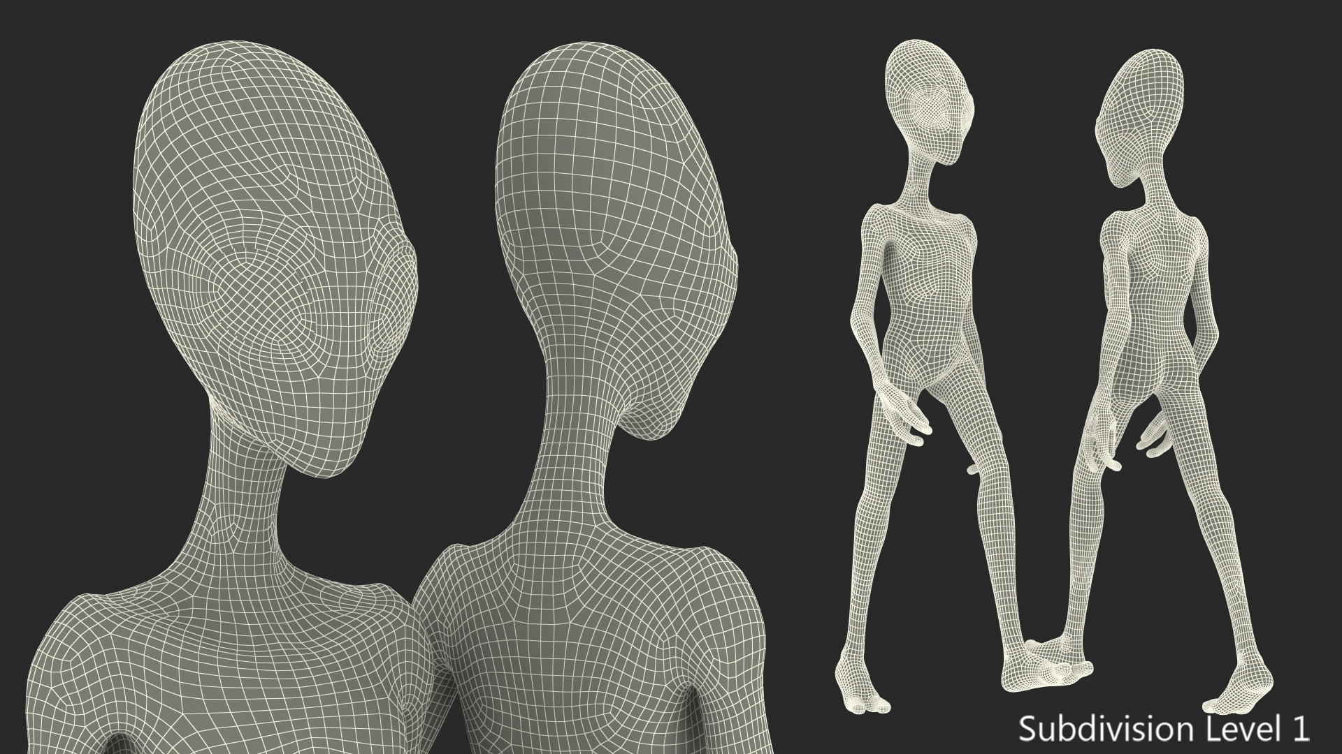 Green Alien Walking Pose 3D model