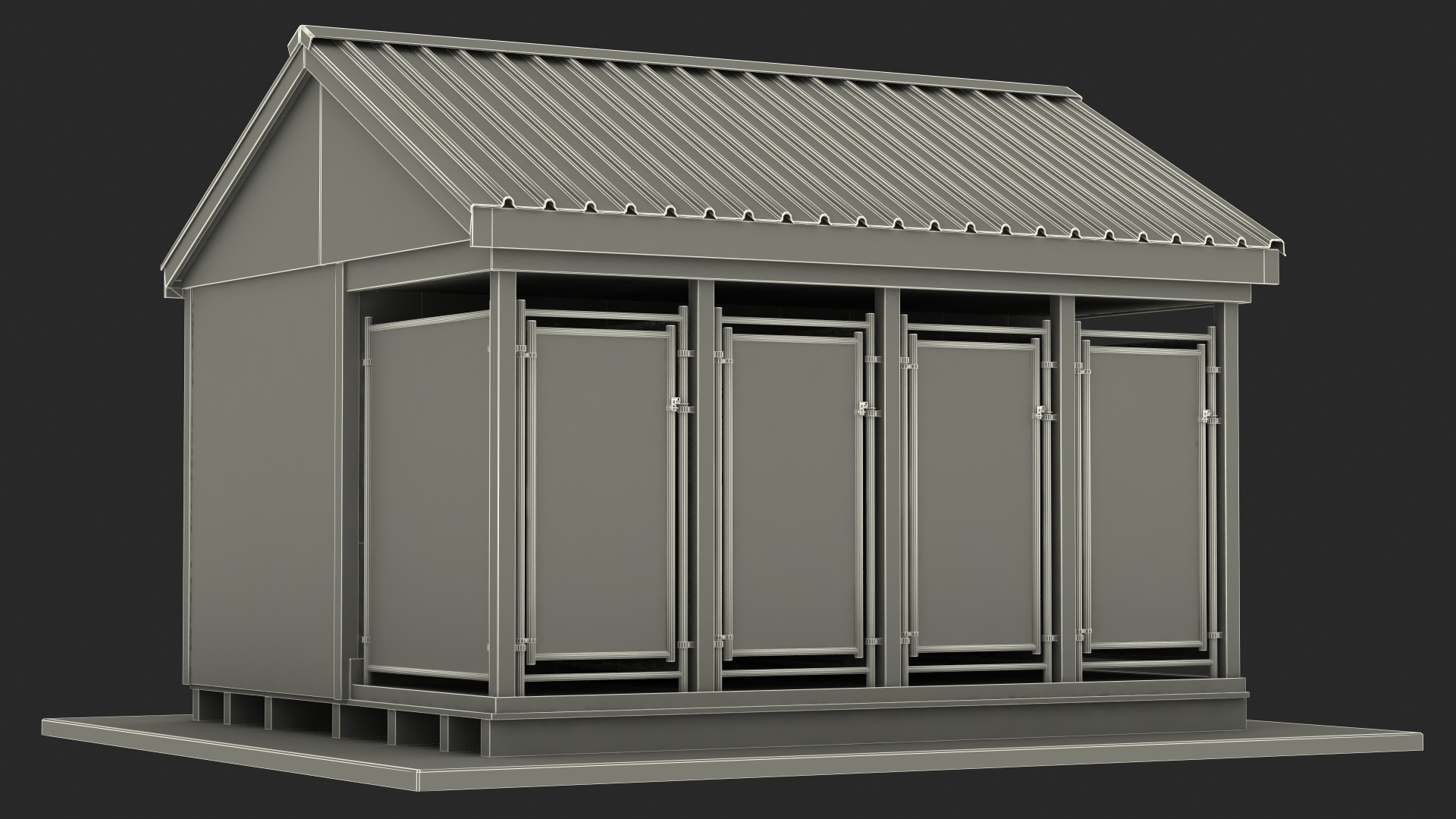 4-Dog Outdoor Kennel with Run 3D model