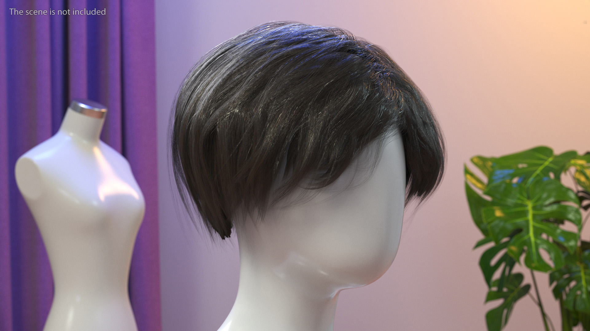 Classical Short Haircut Wig Dark 3D