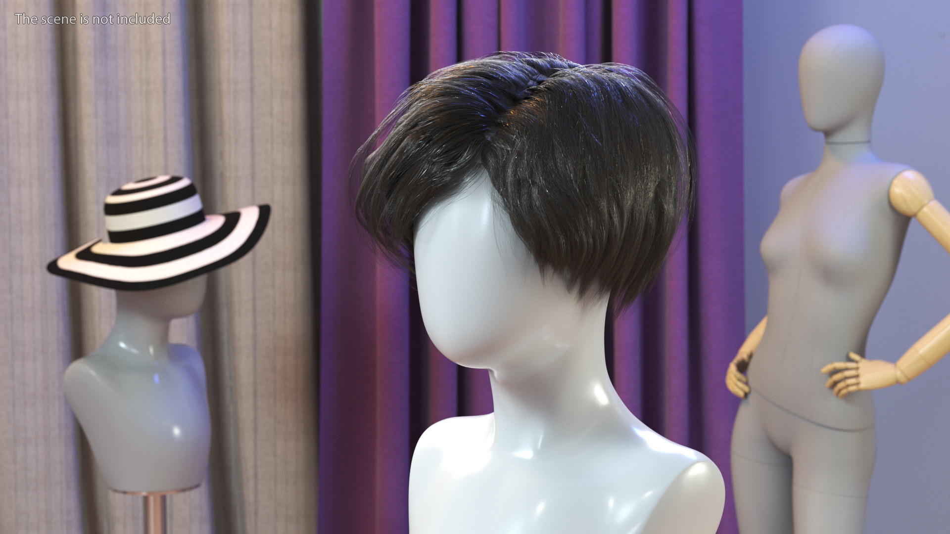 Classical Short Haircut Wig Dark 3D