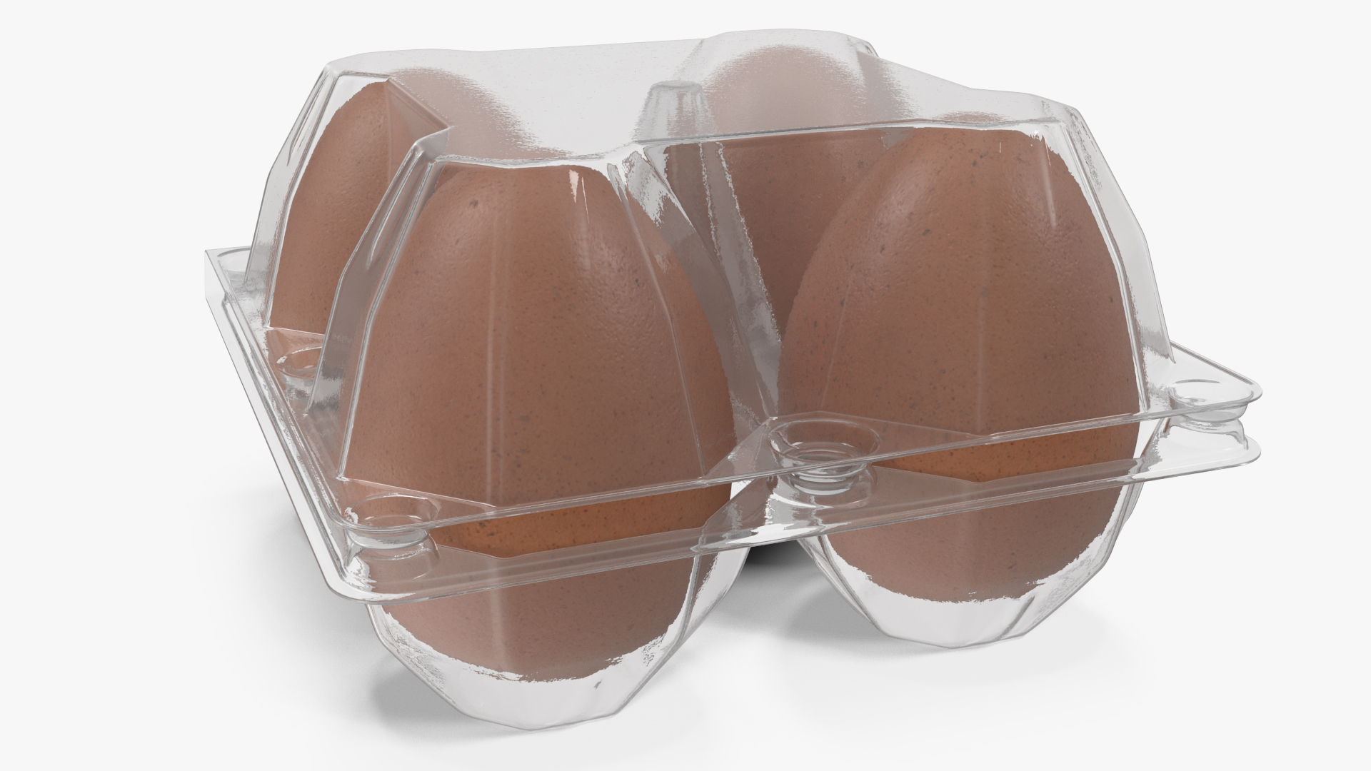 Plastic Egg Tray with 4 Brown Eggs 3D model