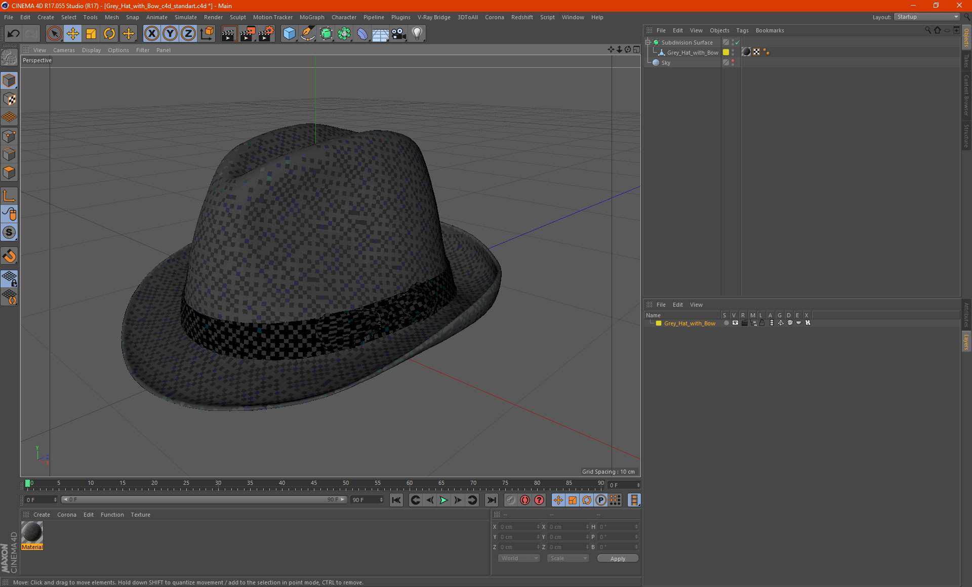 Grey Hat with Bow 3D