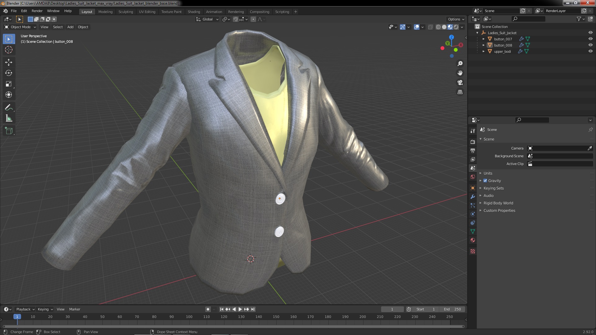 3D Ladies Suit Jacket model