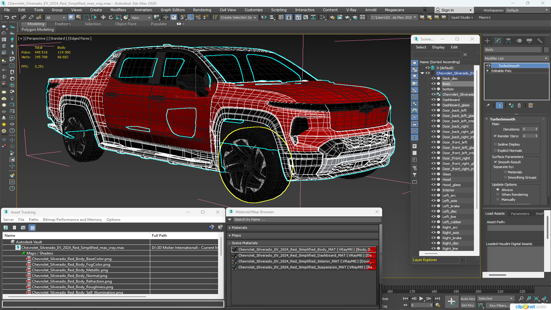 Chevrolet Silverado EV 2024 Red Simplified 3D