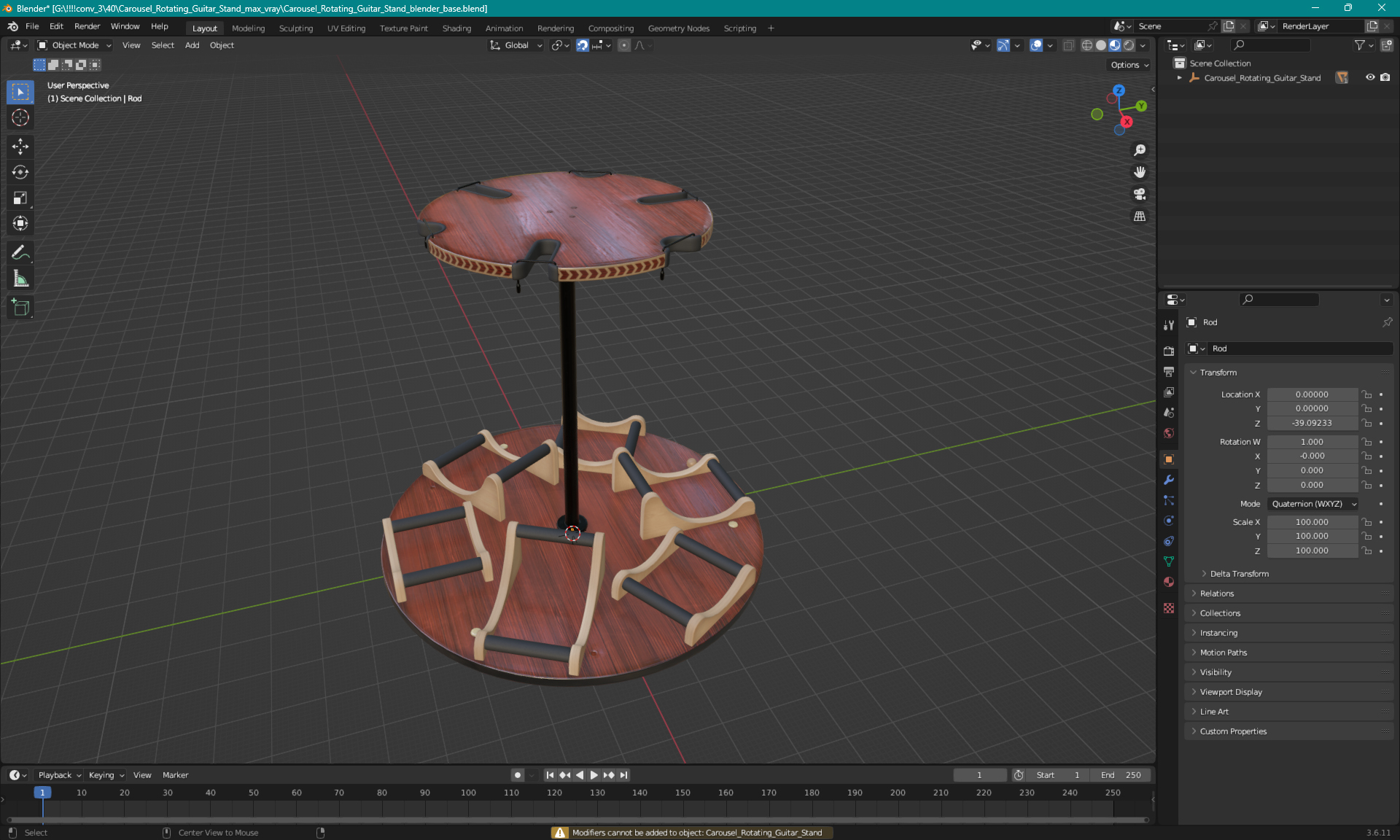 3D model Carousel Rotating Guitar Stand