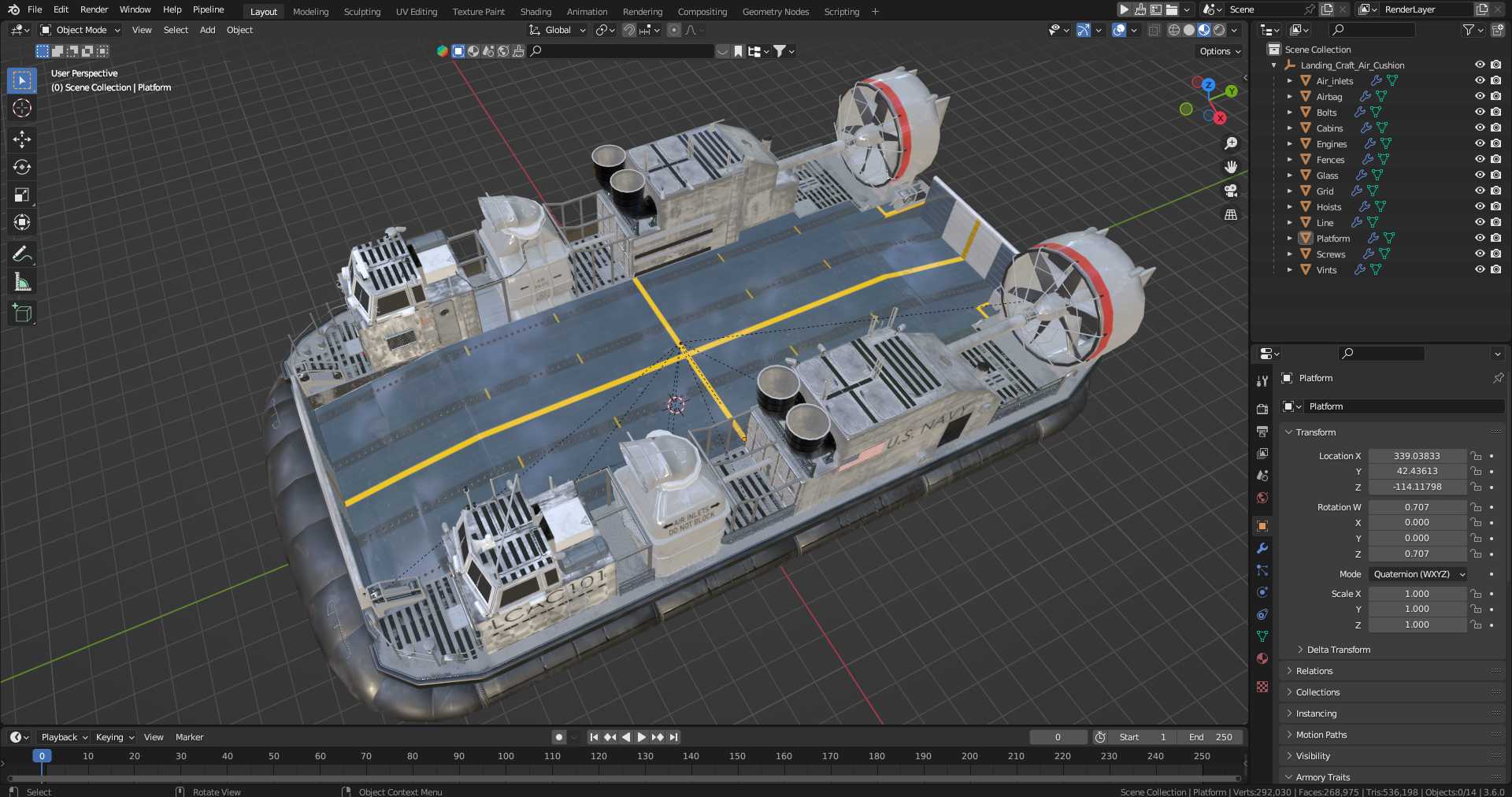 3D model Landing Craft Air Cushion