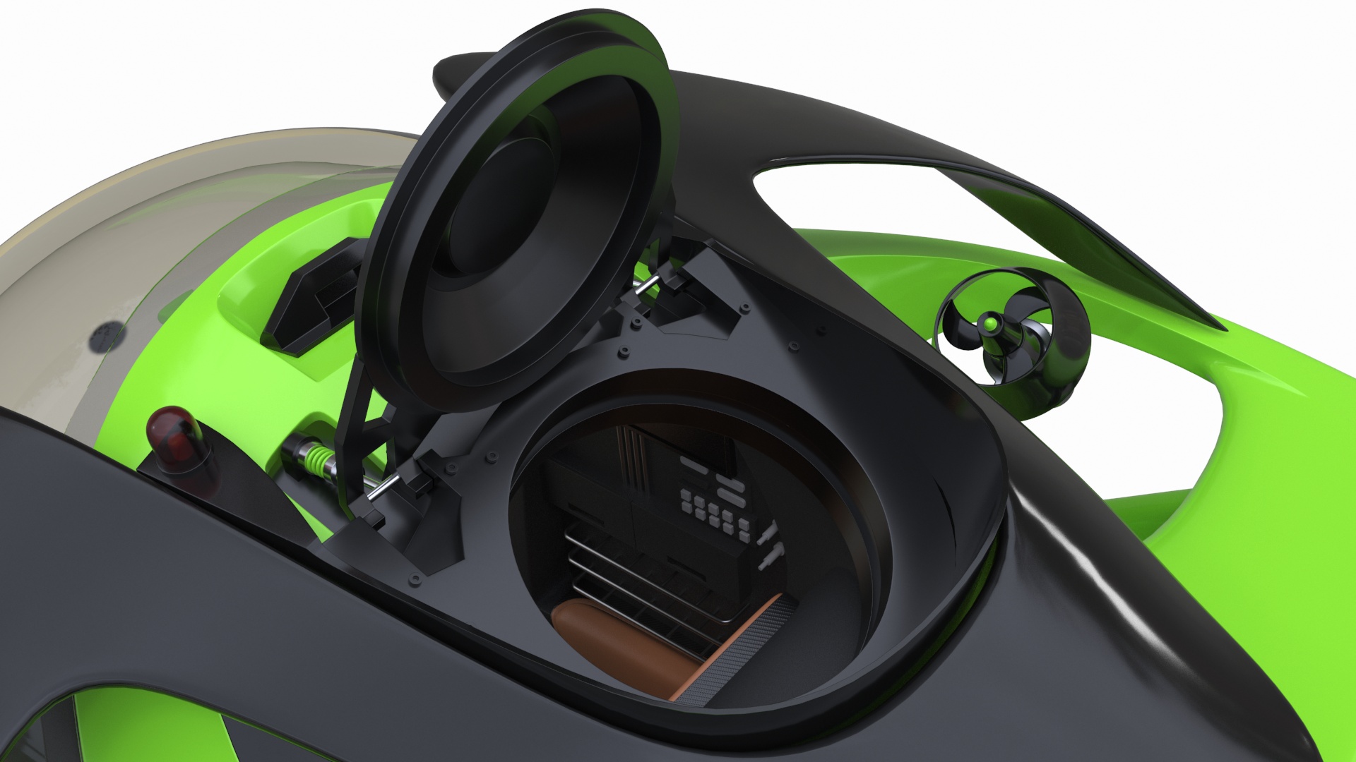 Aston Martin Luxurious Personal Submarine Rigged Green 3D model