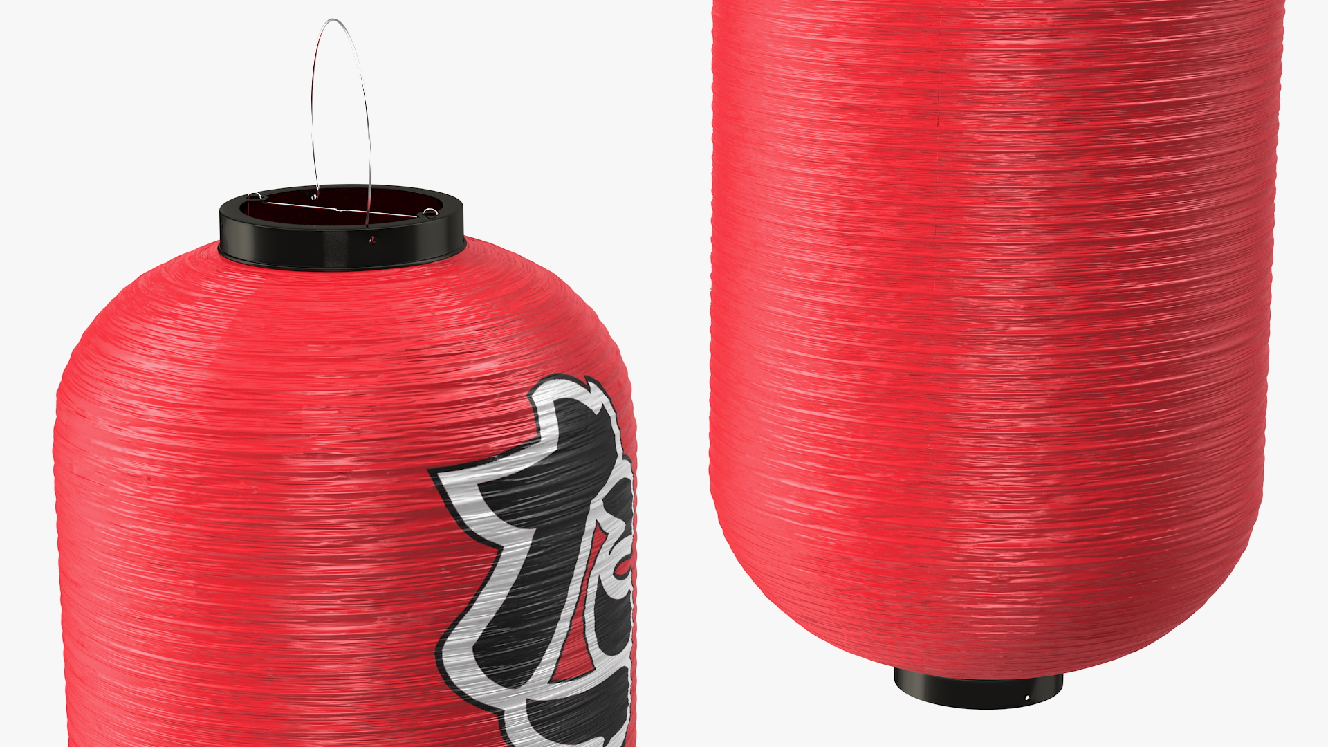 Red Decorative Hanging Japanese Lantern 3D model