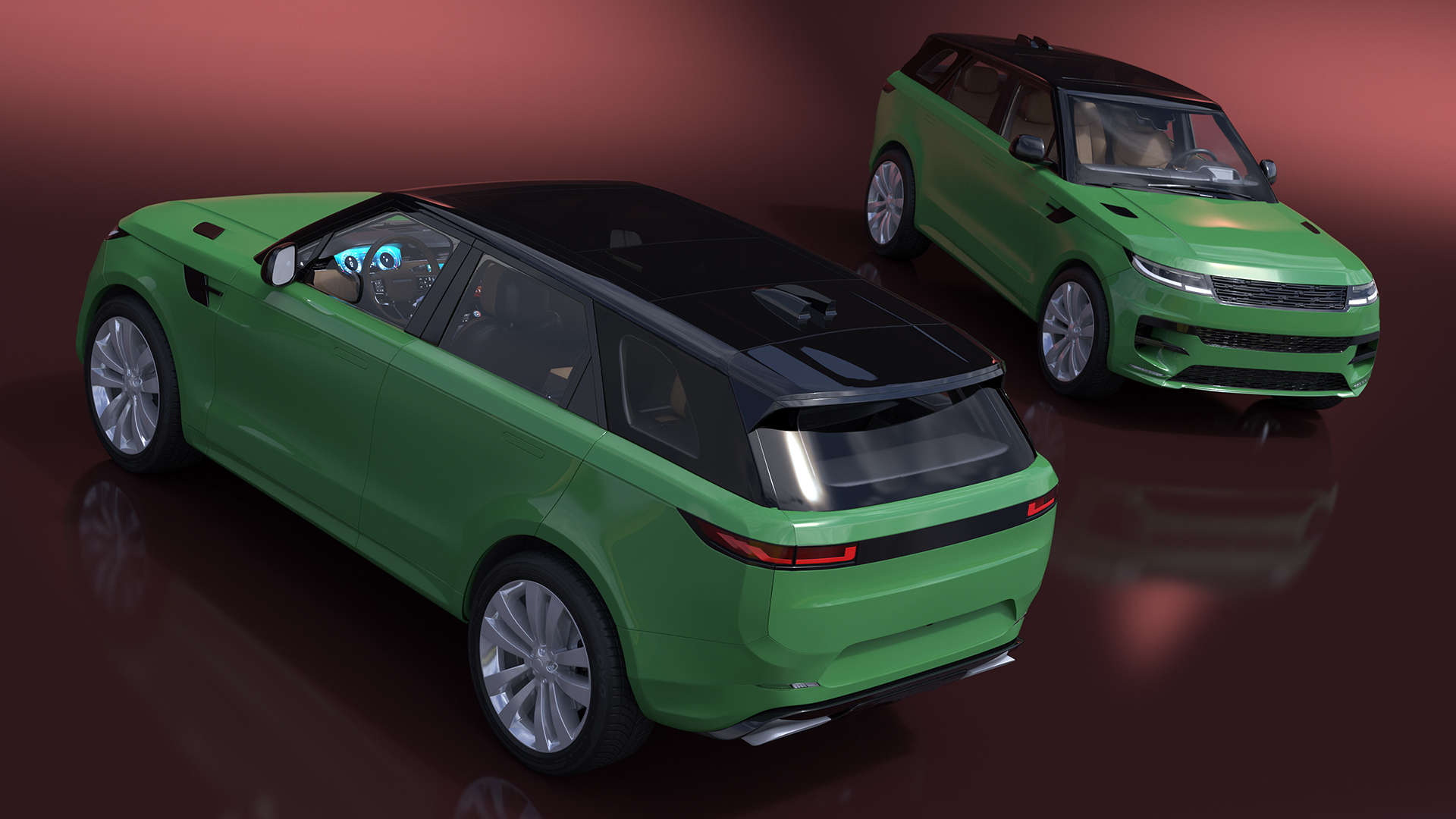 Green Modern Crossover Sport Simplified 3D model