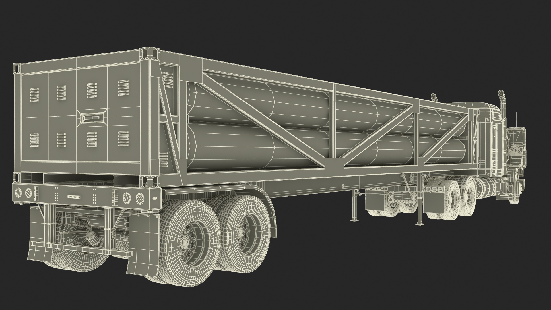 3D Freight Truck with LNG Semi Trailer Gas Tank Rigged