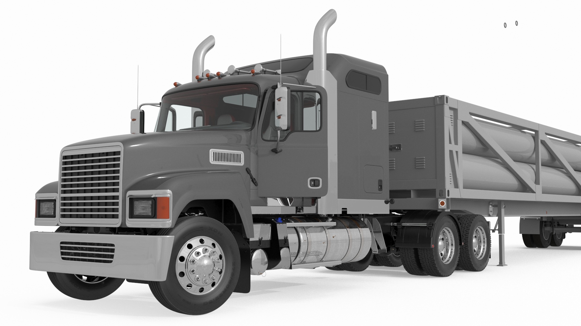 3D Freight Truck with LNG Semi Trailer Gas Tank Rigged