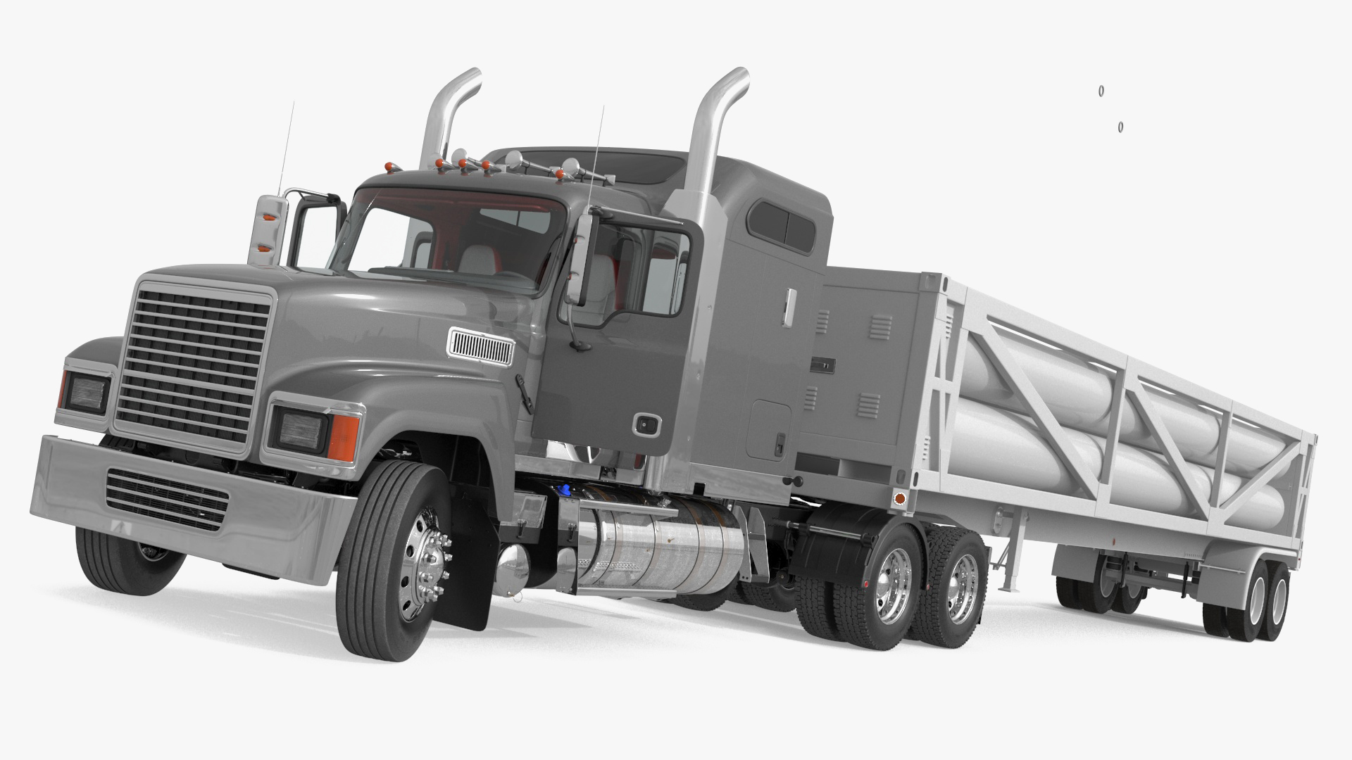 3D Freight Truck with LNG Semi Trailer Gas Tank Rigged