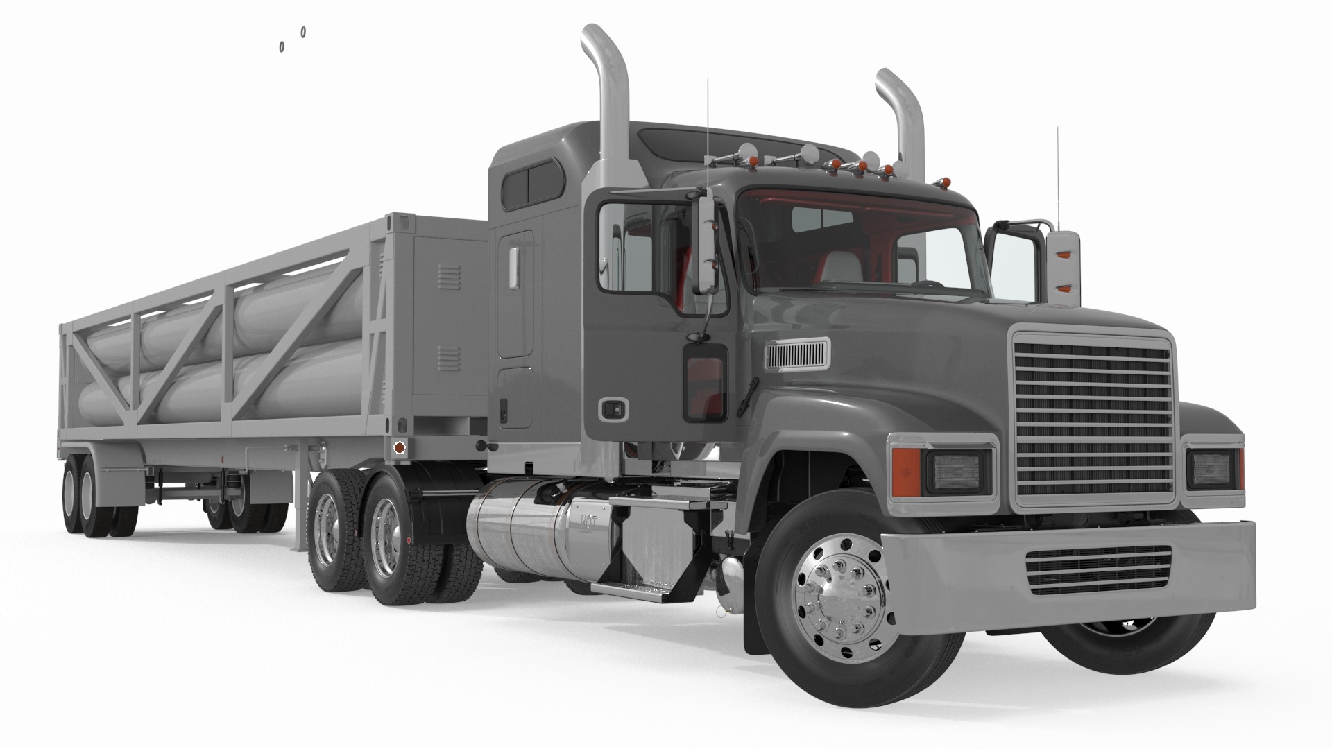 3D Freight Truck with LNG Semi Trailer Gas Tank Rigged