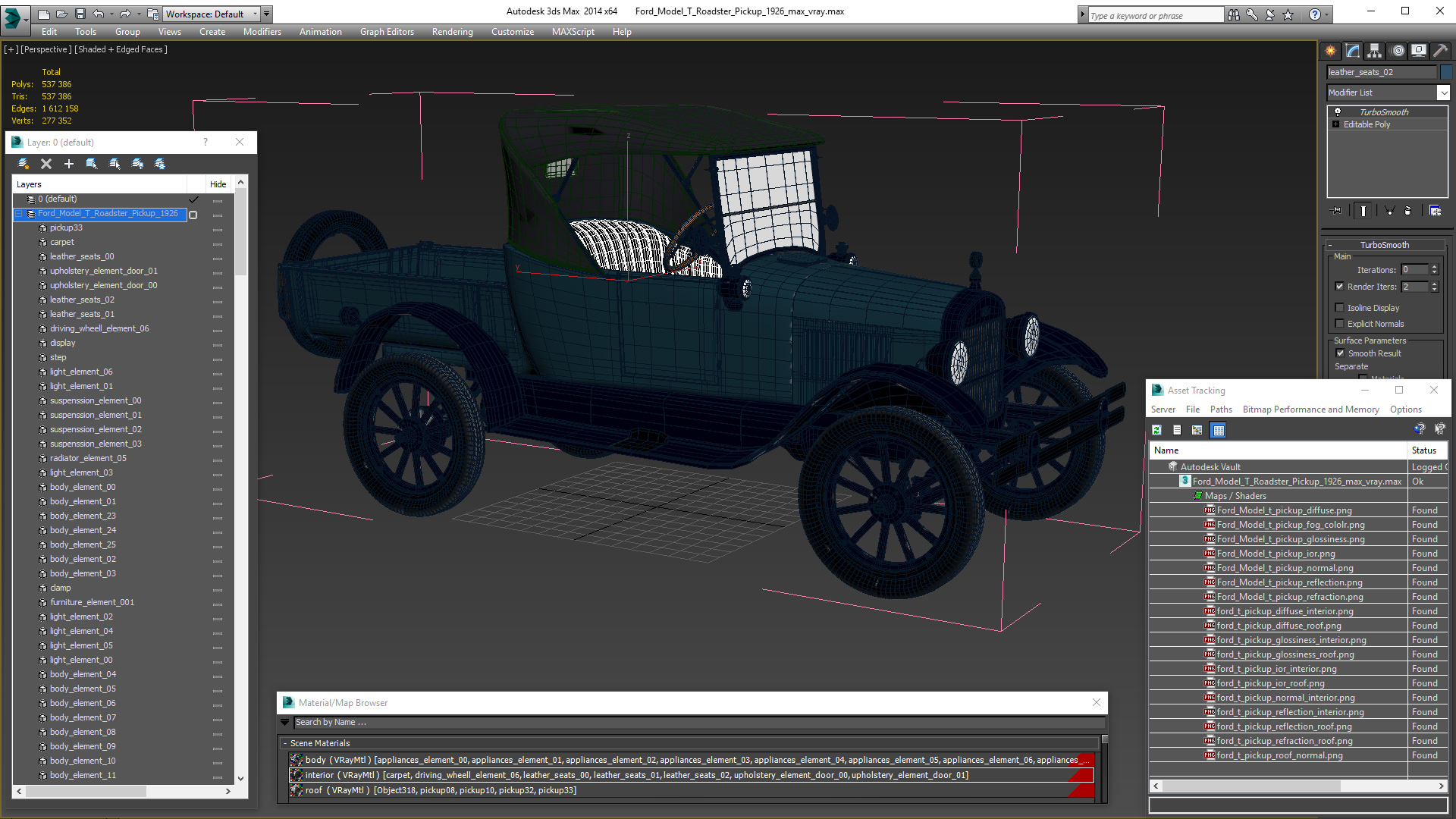 3D Ford Model T Roadster Pickup 1926 model