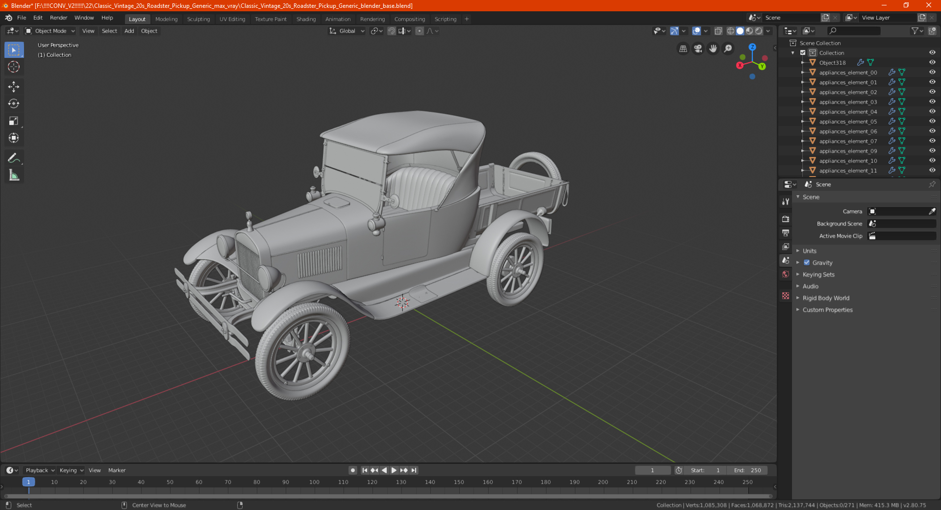 3D Ford Model T Roadster Pickup 1926 model