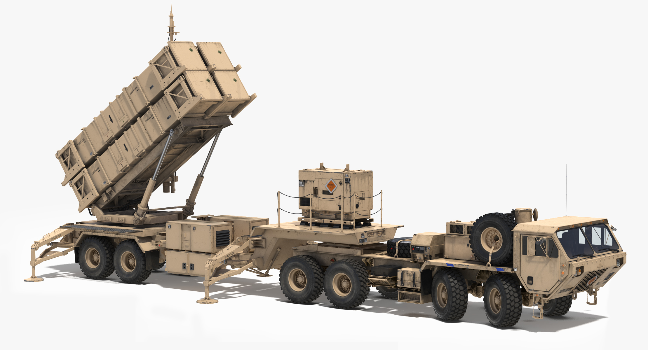 MIM 104 Patriot Surface to Air Missile SAM Sand Rigged 3D model