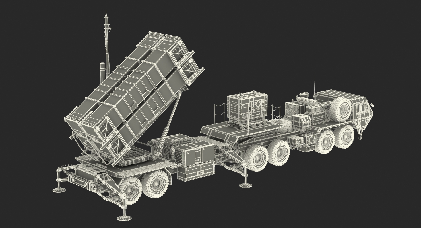 MIM 104 Patriot Surface to Air Missile SAM Sand Rigged 3D model