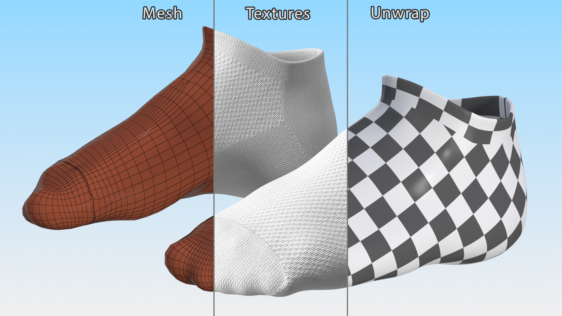 3D Socks Grey on The Foot Standing