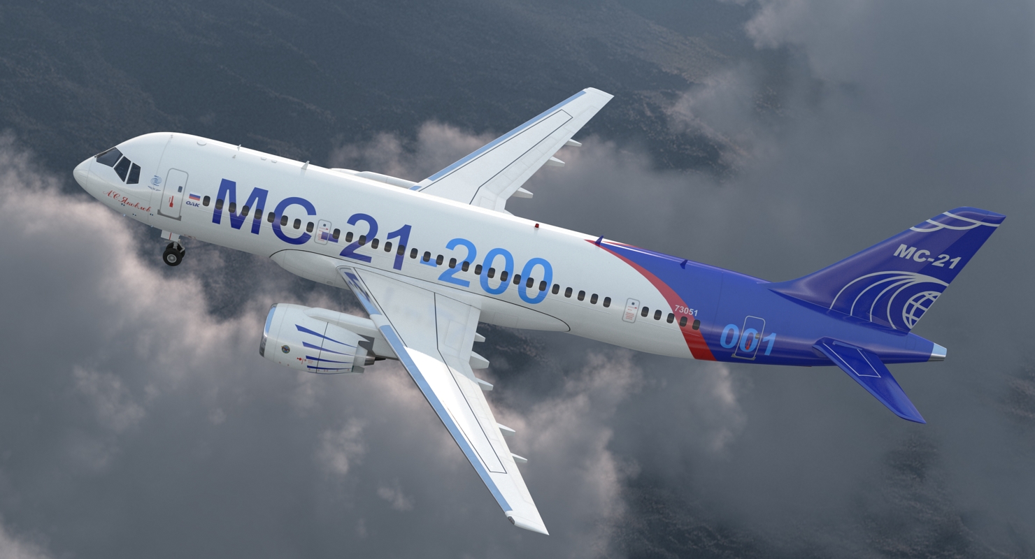 3D Twinjet Airliner MC 21 200 Rigged model