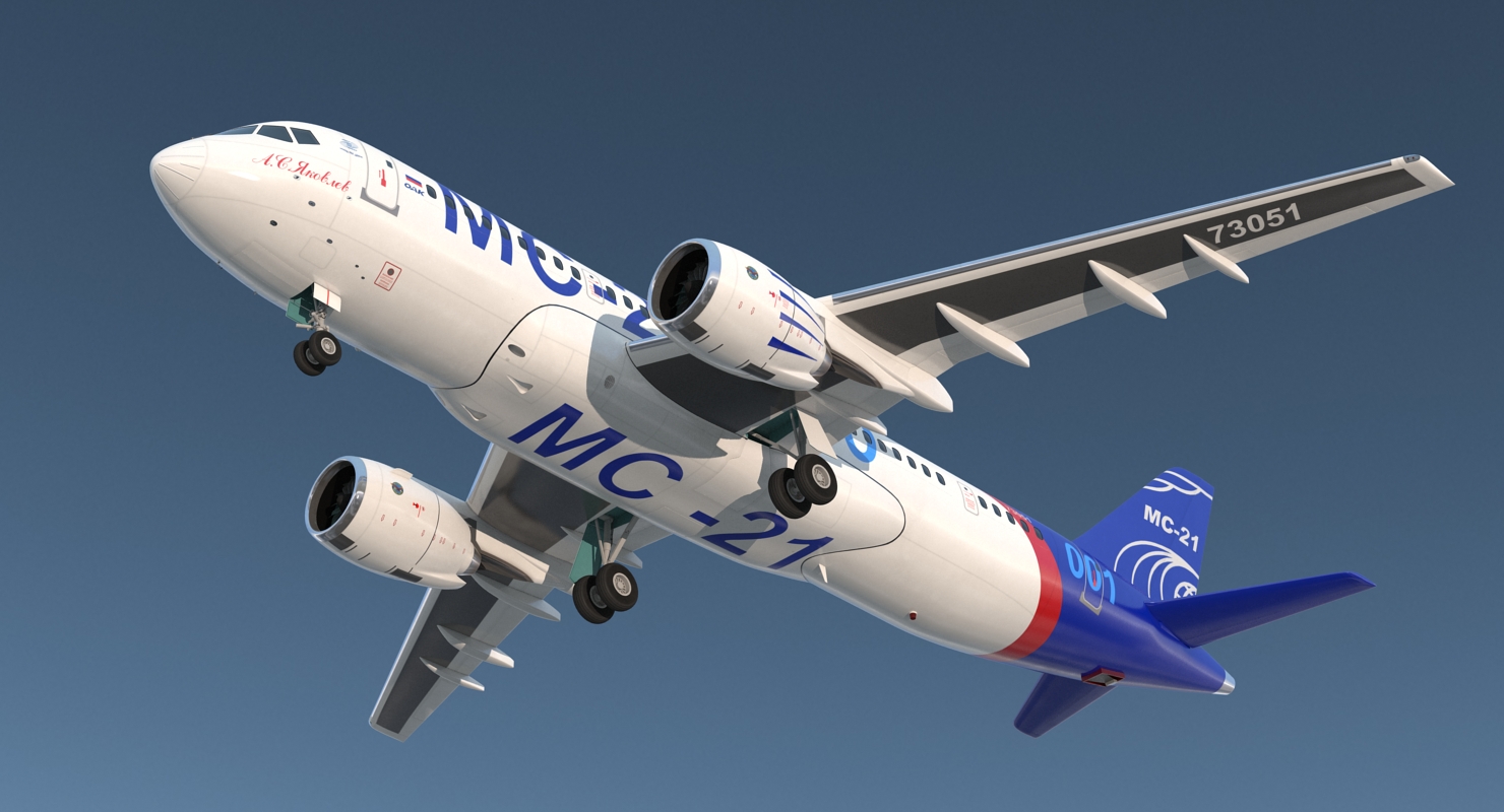 3D Twinjet Airliner MC 21 200 Rigged model