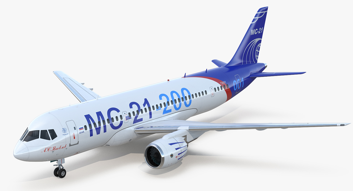 3D Twinjet Airliner MC 21 200 Rigged model