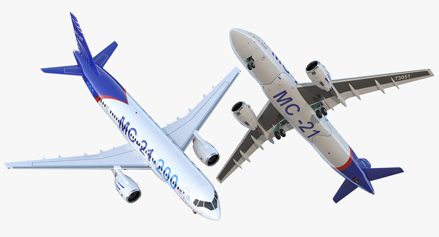 3D Twinjet Airliner MC 21 200 Rigged model