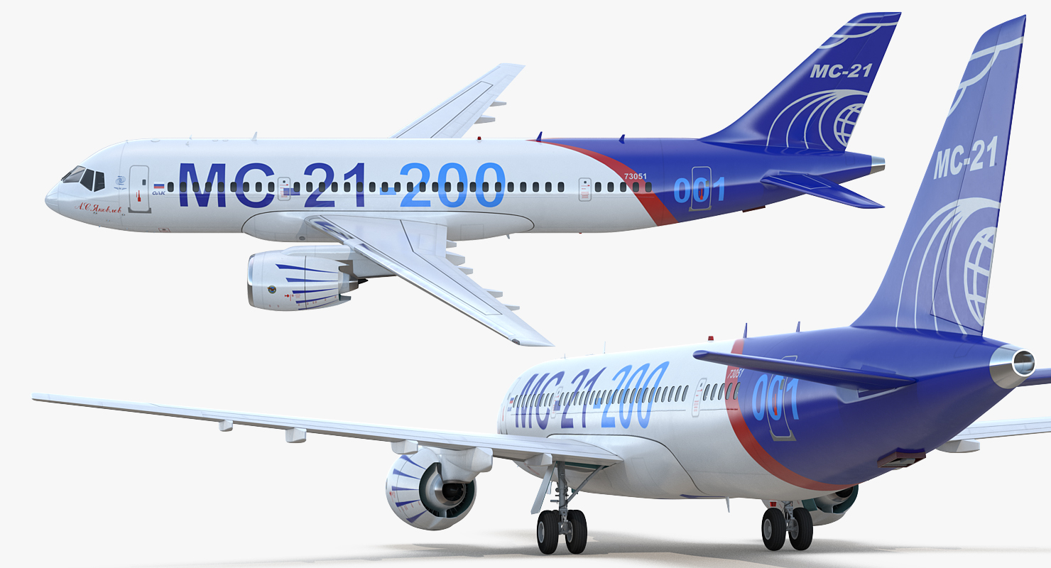 3D Twinjet Airliner MC 21 200 Rigged model