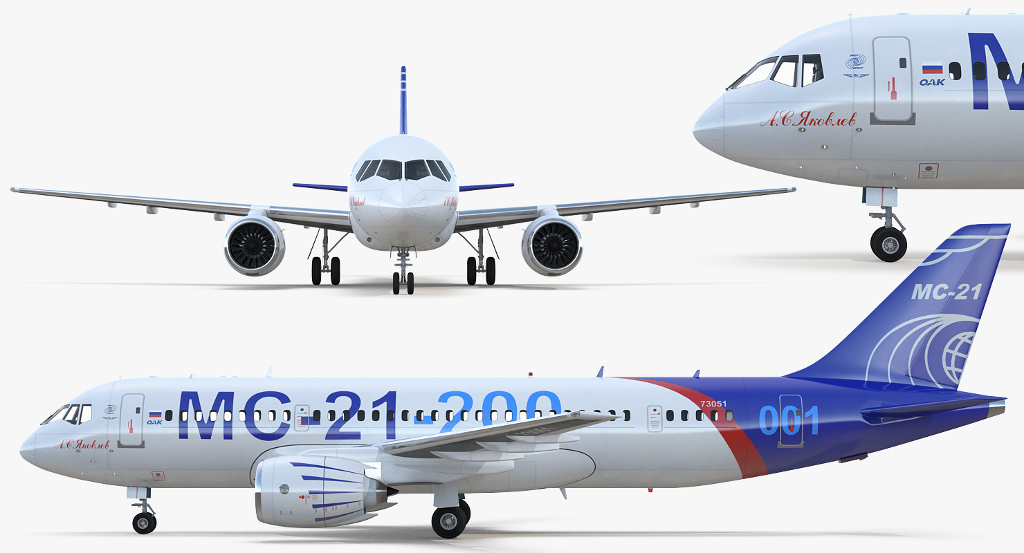 3D Twinjet Airliner MC 21 200 Rigged model