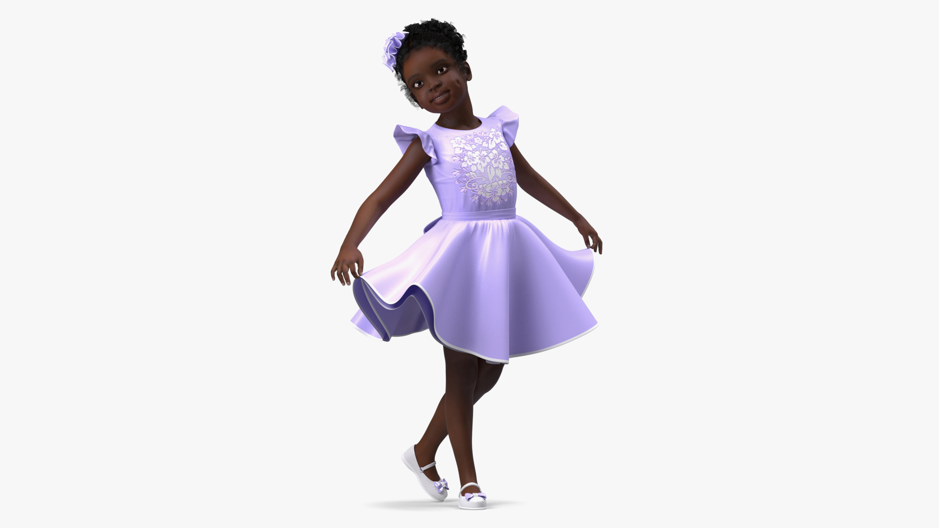 Black Child Girl Party Style Rigged for Cinema 4D 3D model