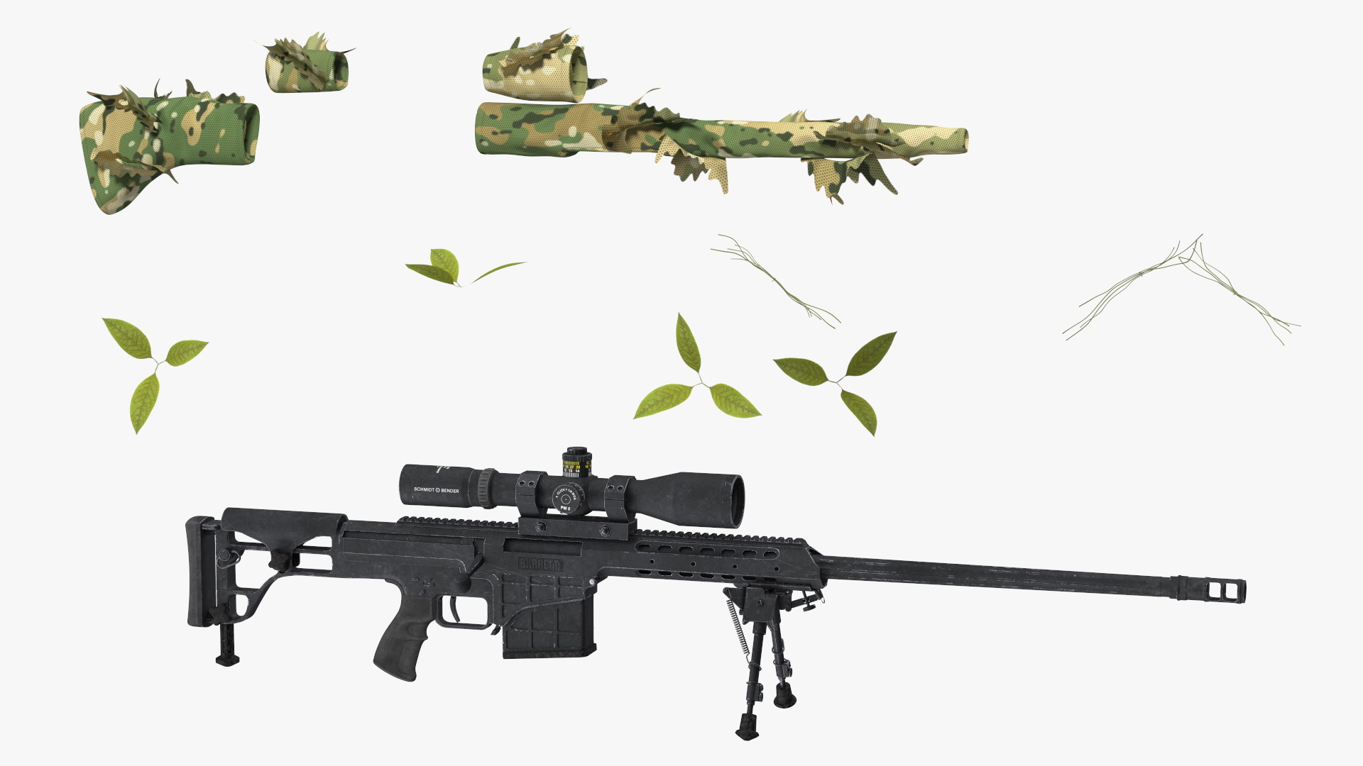 3D Rifle Barrett 98 Bravo Camo Cover model