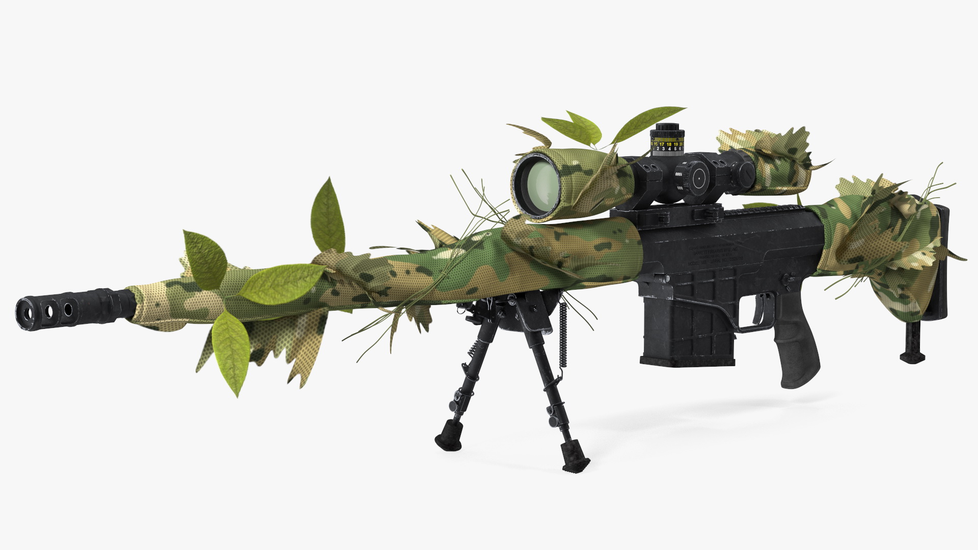 3D Rifle Barrett 98 Bravo Camo Cover model