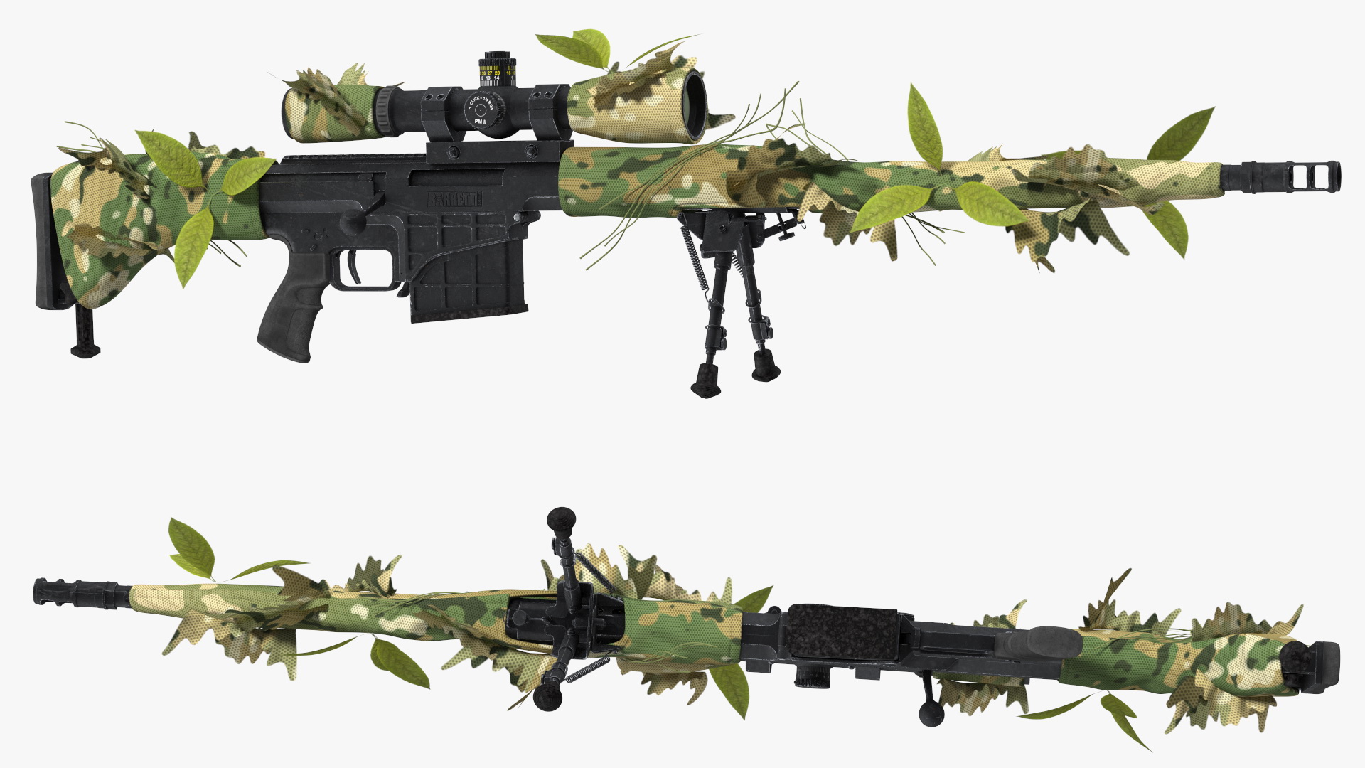 3D Rifle Barrett 98 Bravo Camo Cover model