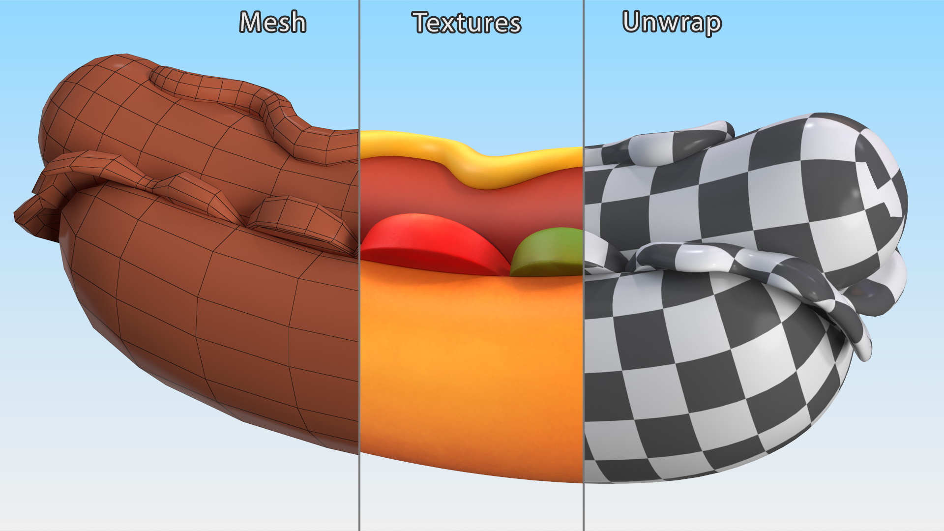 Cartoon Hotdog 3D model