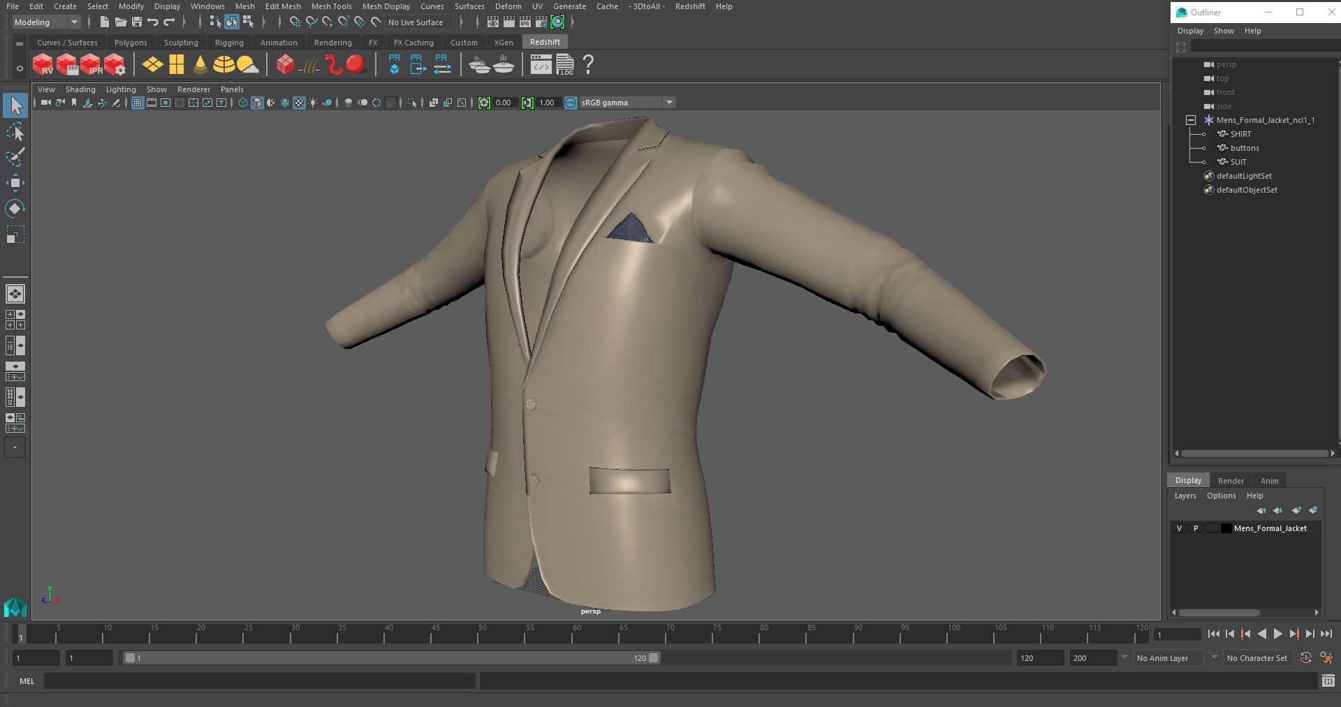 3D Mens Formal Jacket model