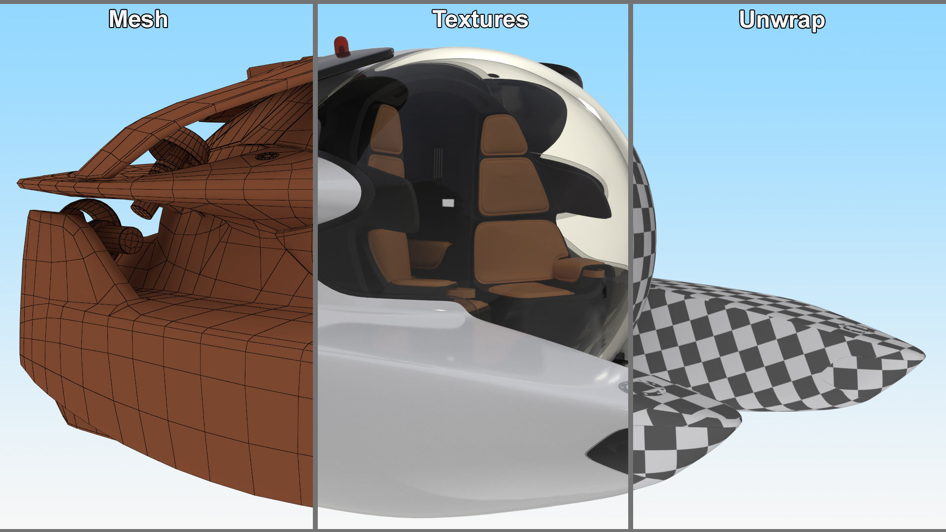 Aston Martin Luxurious Personal Submarine Rigged White 3D model