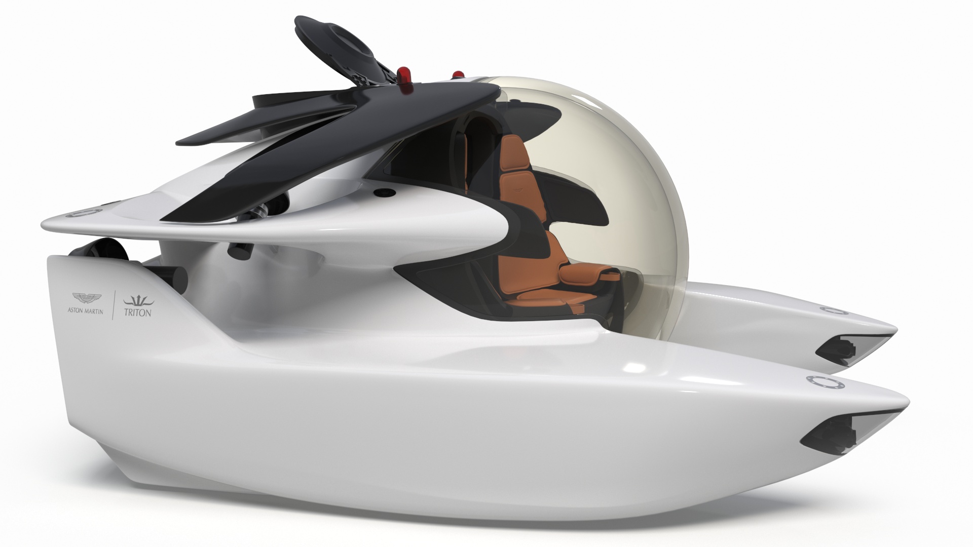 Aston Martin Luxurious Personal Submarine Rigged White 3D model